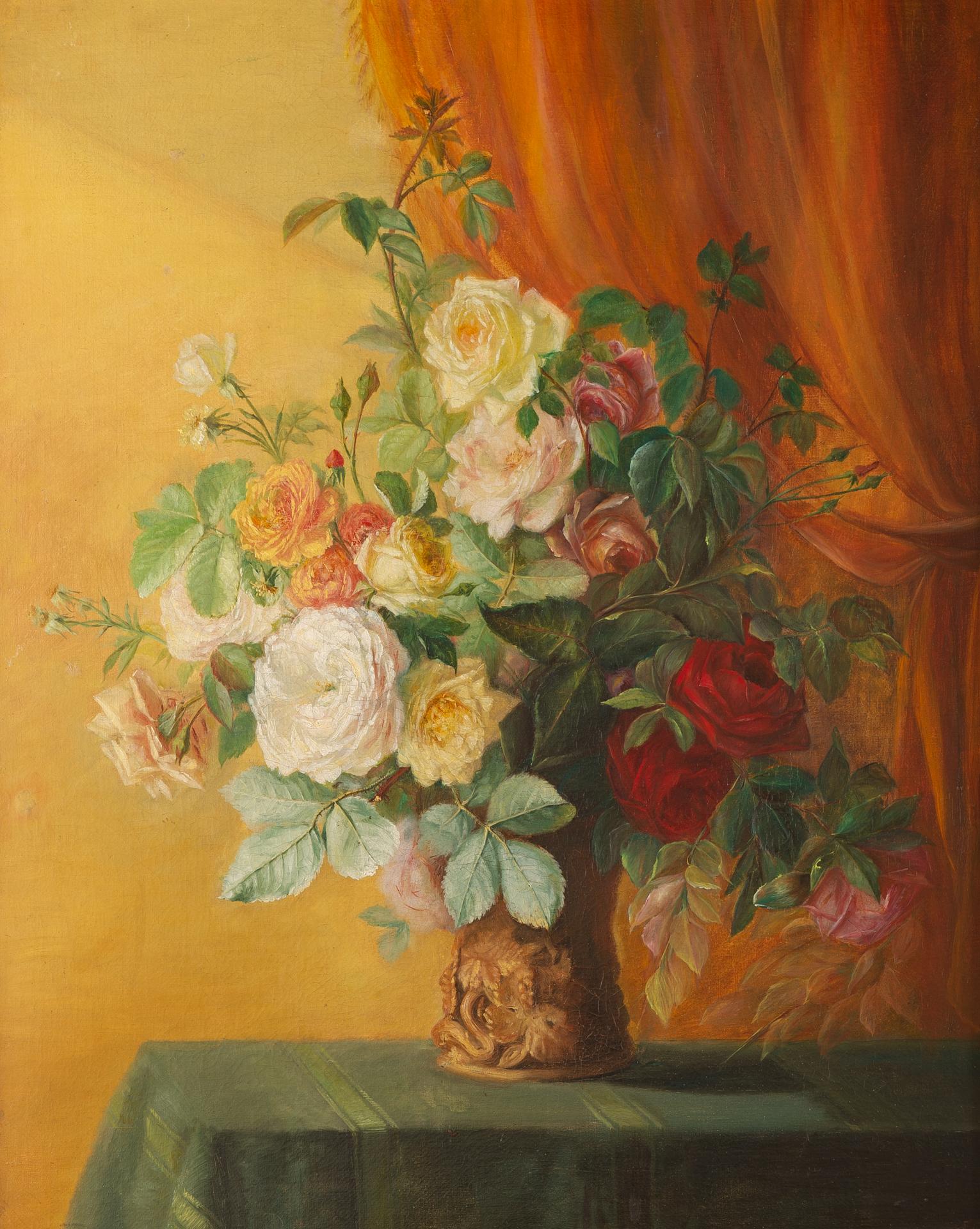 O/3890 - Illegible signature for this painting on canvas.
With this picture You will always have flowers at home: maybe You could even smell the scent of roses....
The painting has been relined, but let's not forget that were two world wars in