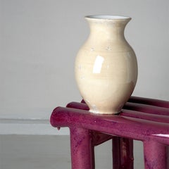 Vase on Table in Magenta and Beige Ceramic by Milan Pekar