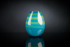 Vase Oval Under Sea Big, Turquoise, in Glass, Italy