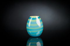 Vase Oval Under Sea Medium, Turquoise, in Glass, Italy