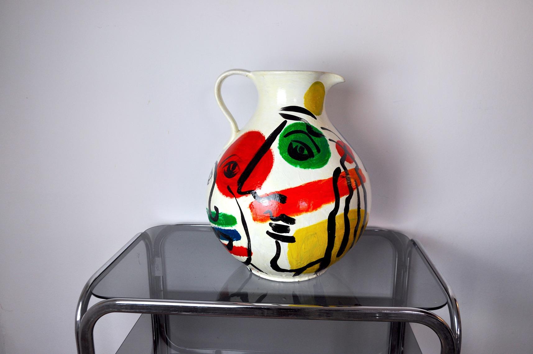 Allemand Vase peint par Peter Robert Keil, signé, Allemagne, 1984 en vente