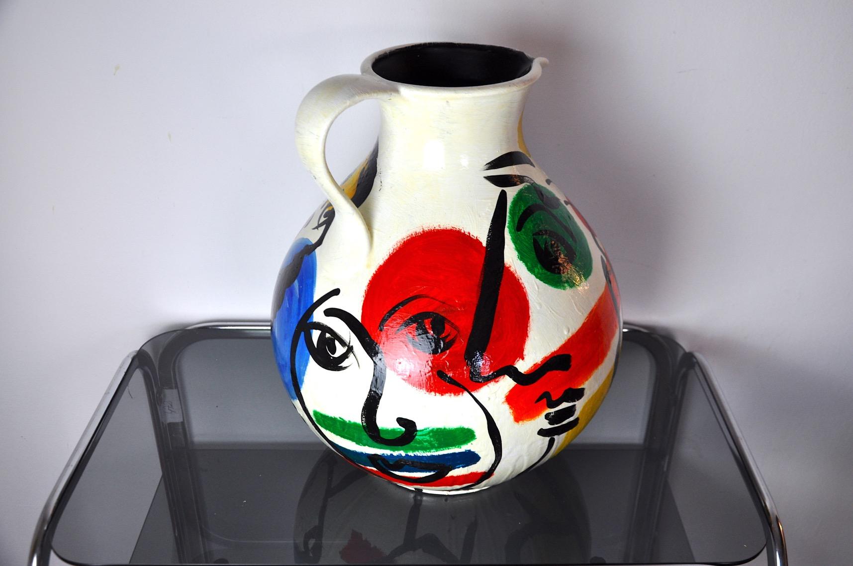 Vase Painted by Peter Robert Keil, Signed, Germany, 1984 In Good Condition For Sale In BARCELONA, ES