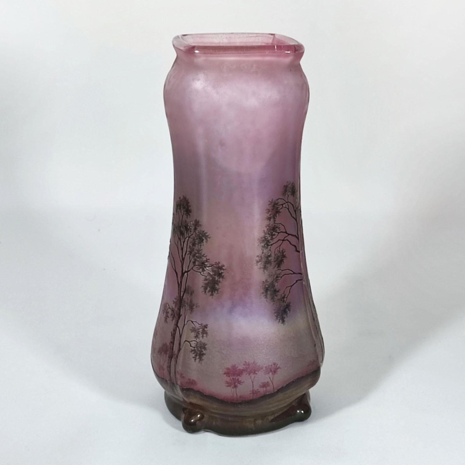 Vase Paysage de Verre - Frühlingslandschaft von Daum Nancy, frühe 1900er Jahre im Zustand „Hervorragend“ im Angebot in Bochum, NRW