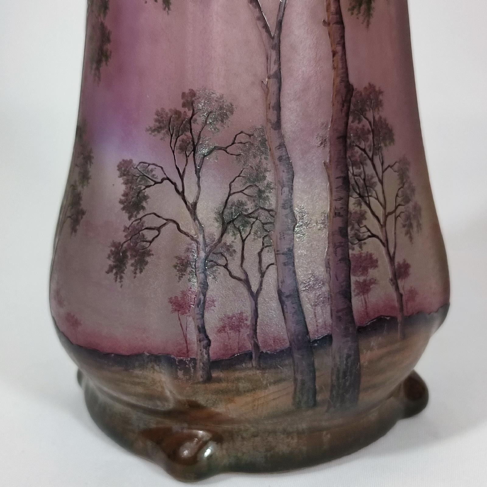 Vase Paysage de Verre - Frühlingslandschaft von Daum Nancy, frühe 1900er Jahre im Angebot 1
