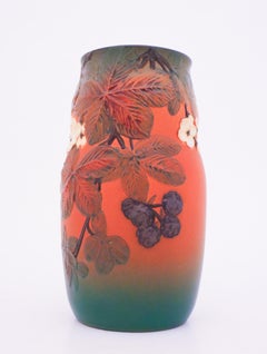 Vase Peter Ipsen Enke – Dänemark – Jugendstil – Orange mit Blumen und Blättern