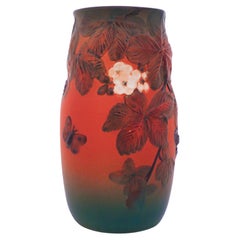 Vase Peter Ipsen Enke - Denmark - Art Nouveau - Orange with flowers and leafs