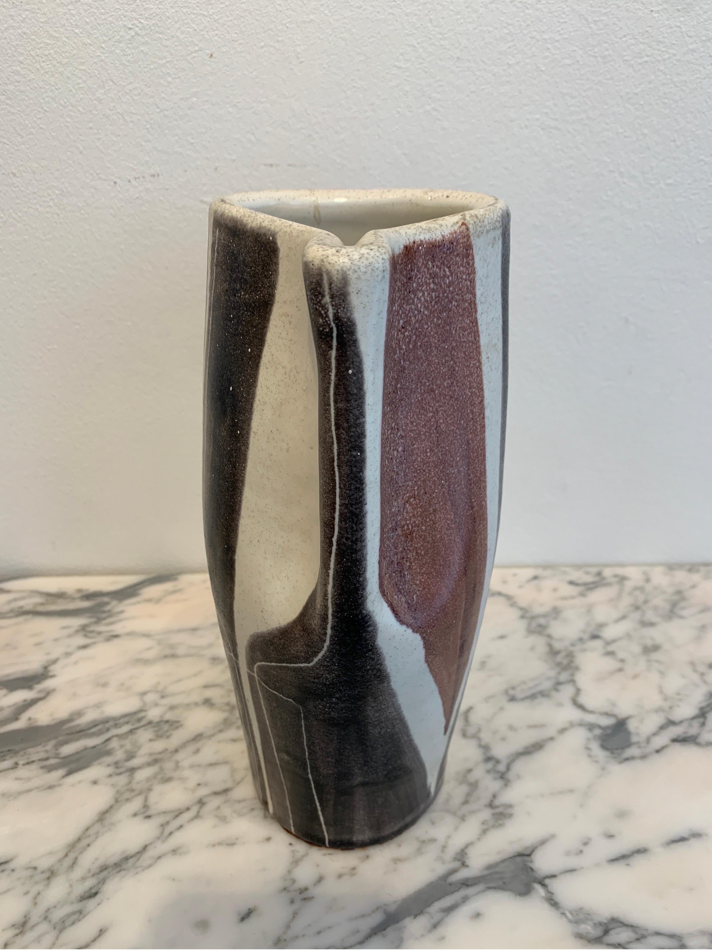 Mid-Century Modern Vase Pincé by Mado Jolain, Signed, 1950s For Sale