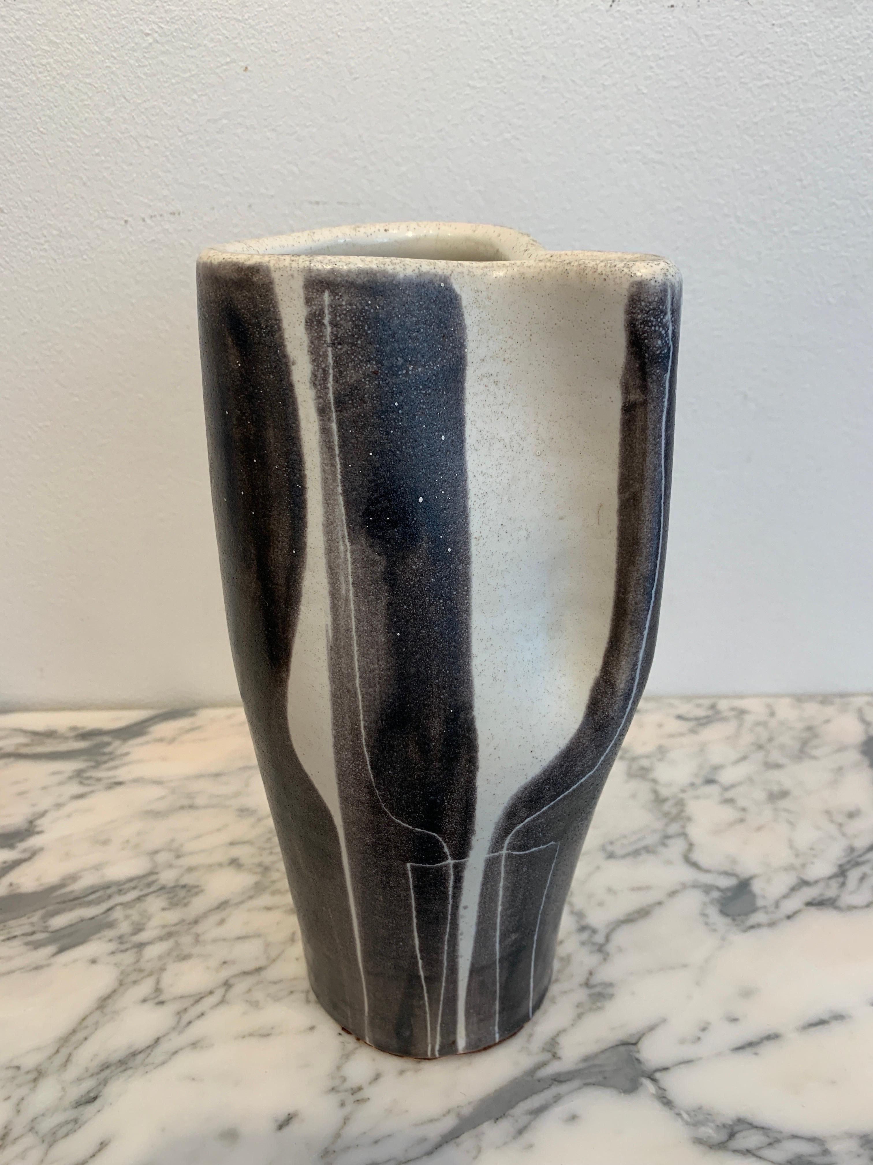 French Vase Pincé by Mado Jolain, Signed, 1950s For Sale