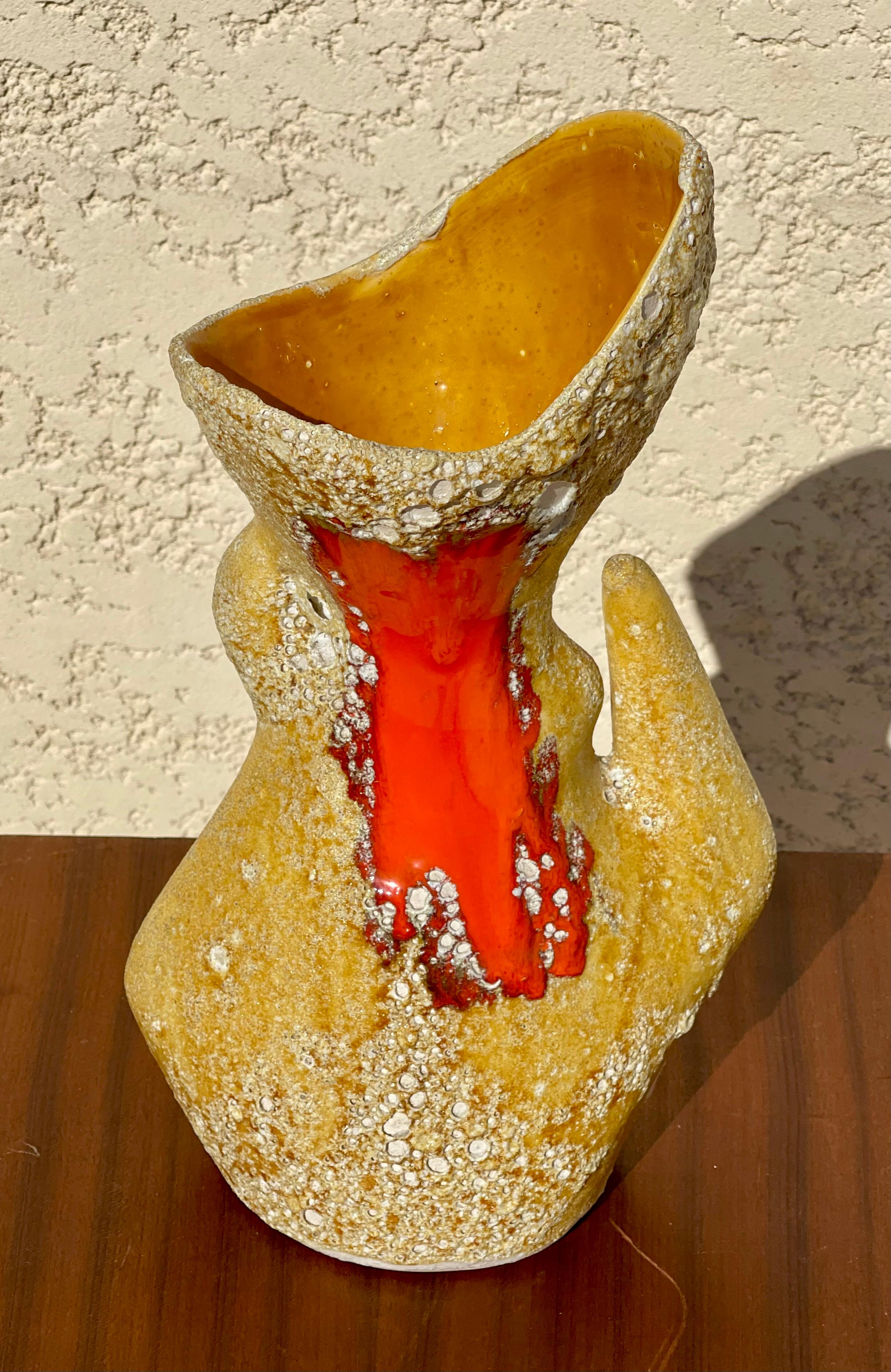 French Vase / Pitcher in Fat Lava from Vallauris For Sale