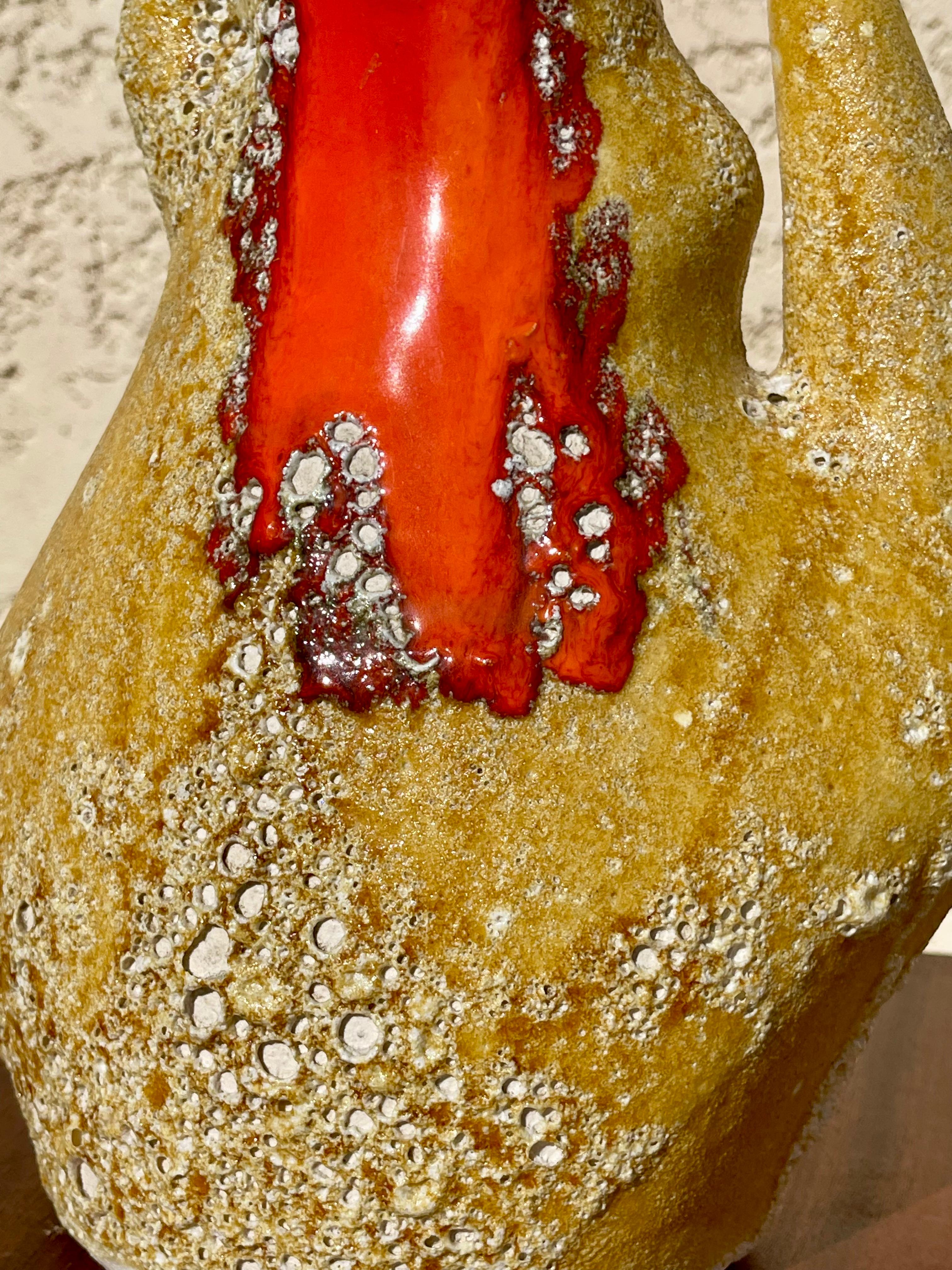 Hand-Carved Vase / Pitcher in Fat Lava from Vallauris For Sale