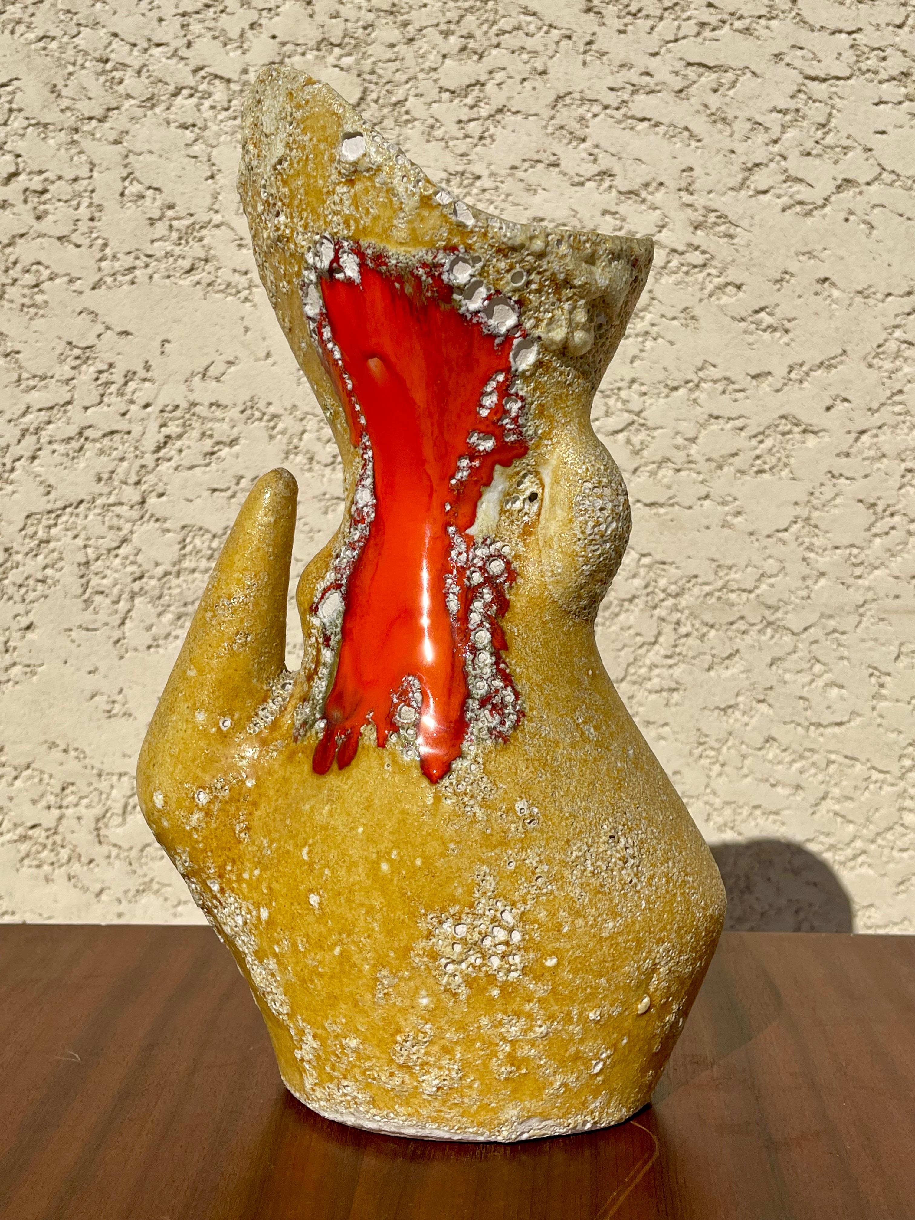 Ceramic Vase / Pitcher in Fat Lava from Vallauris For Sale