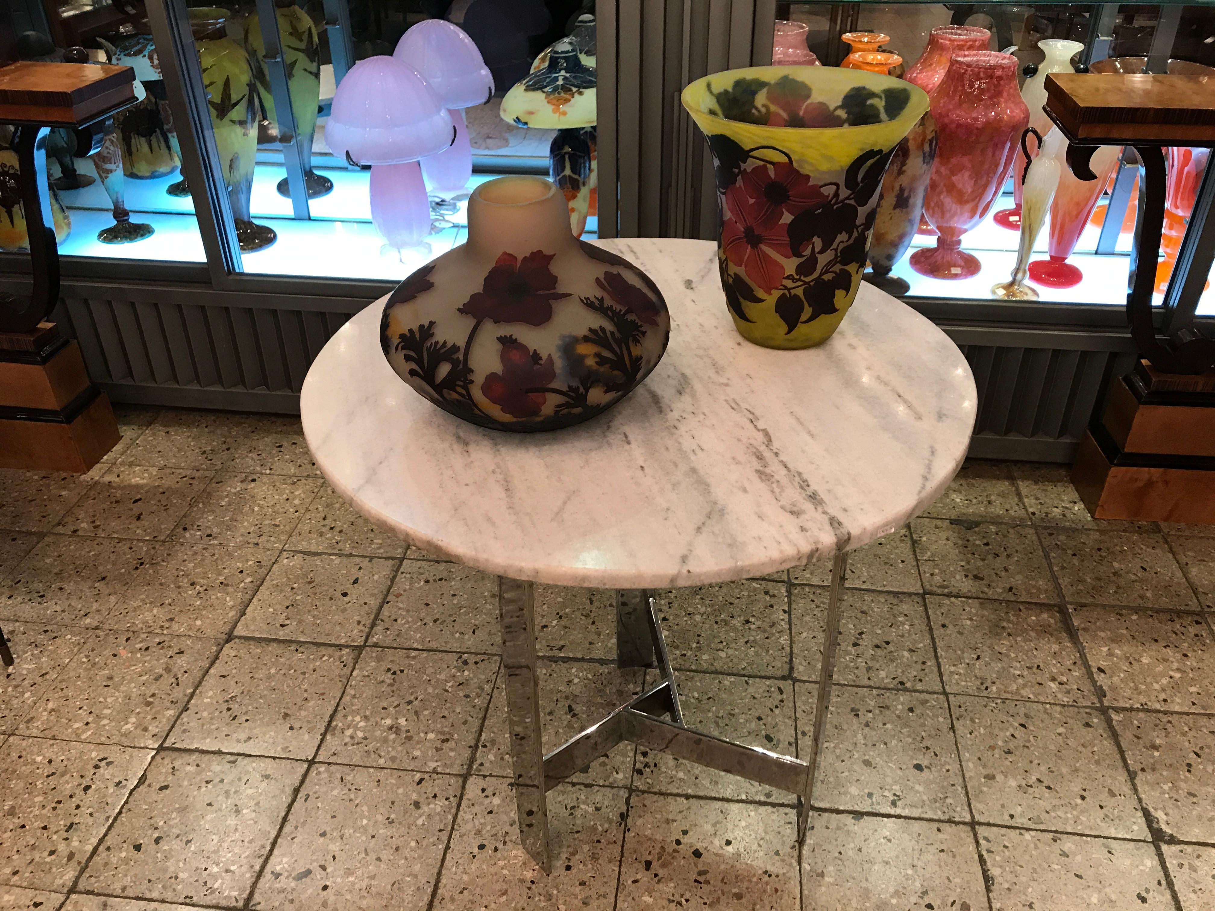 Vase ( Poppies Flowers) , Sign: Muller Fres Luneville, Jugendstil, Art Nouveau For Sale 6