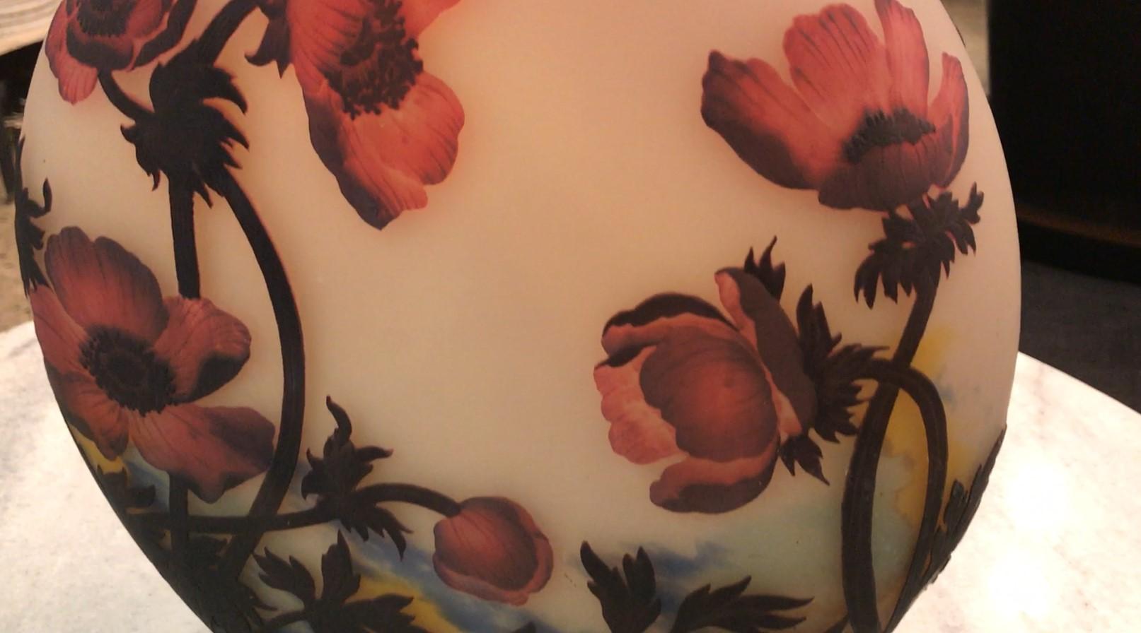 Vase ( Poppies Flowers) , Sign: Muller Fres Luneville, Jugendstil, Art Nouveau For Sale 7