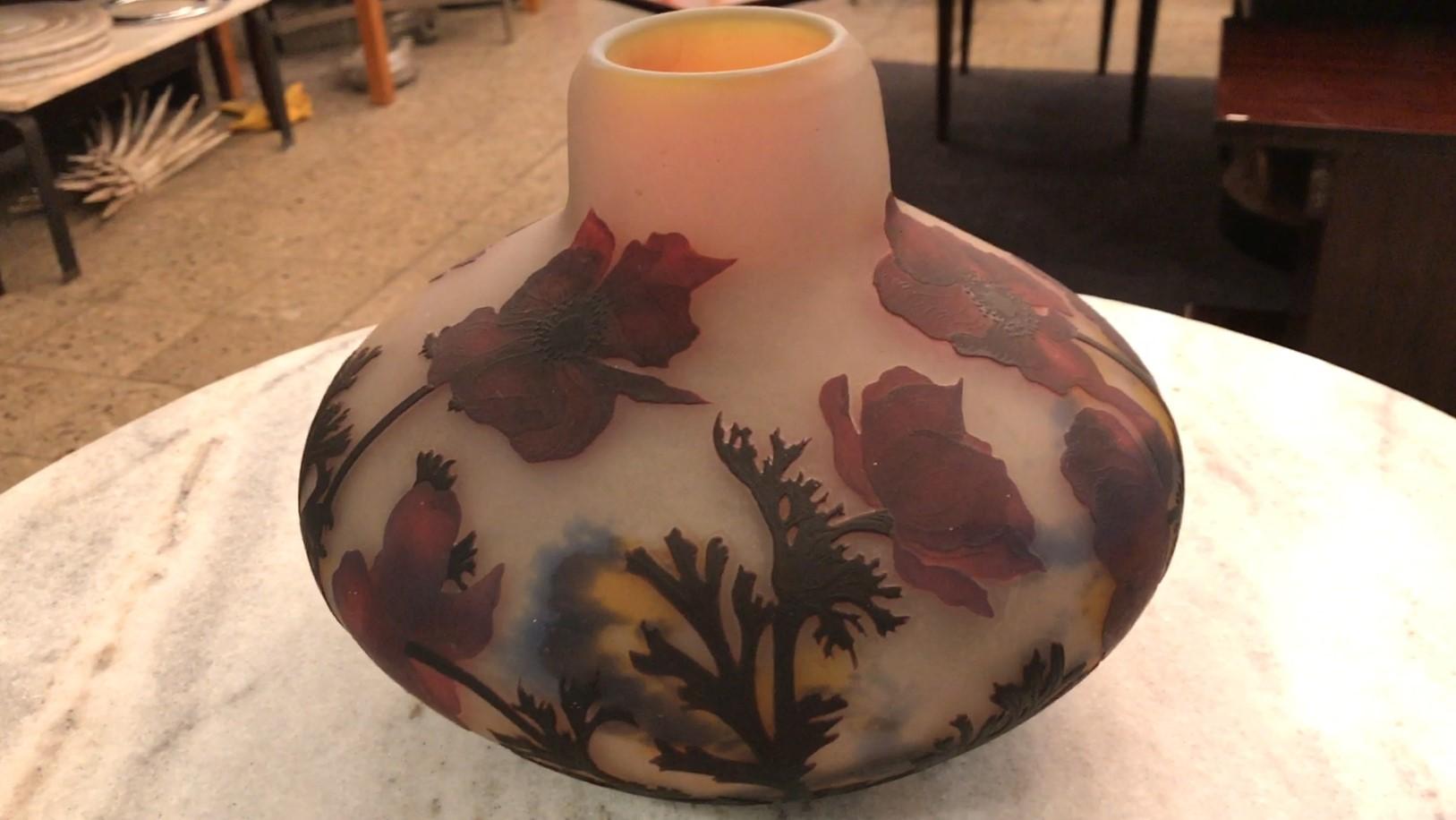 Vaso (Fiori di papavero) , Segno: Muller Fres Luneville, Jugendstil, Art Nouveau in vendita 12