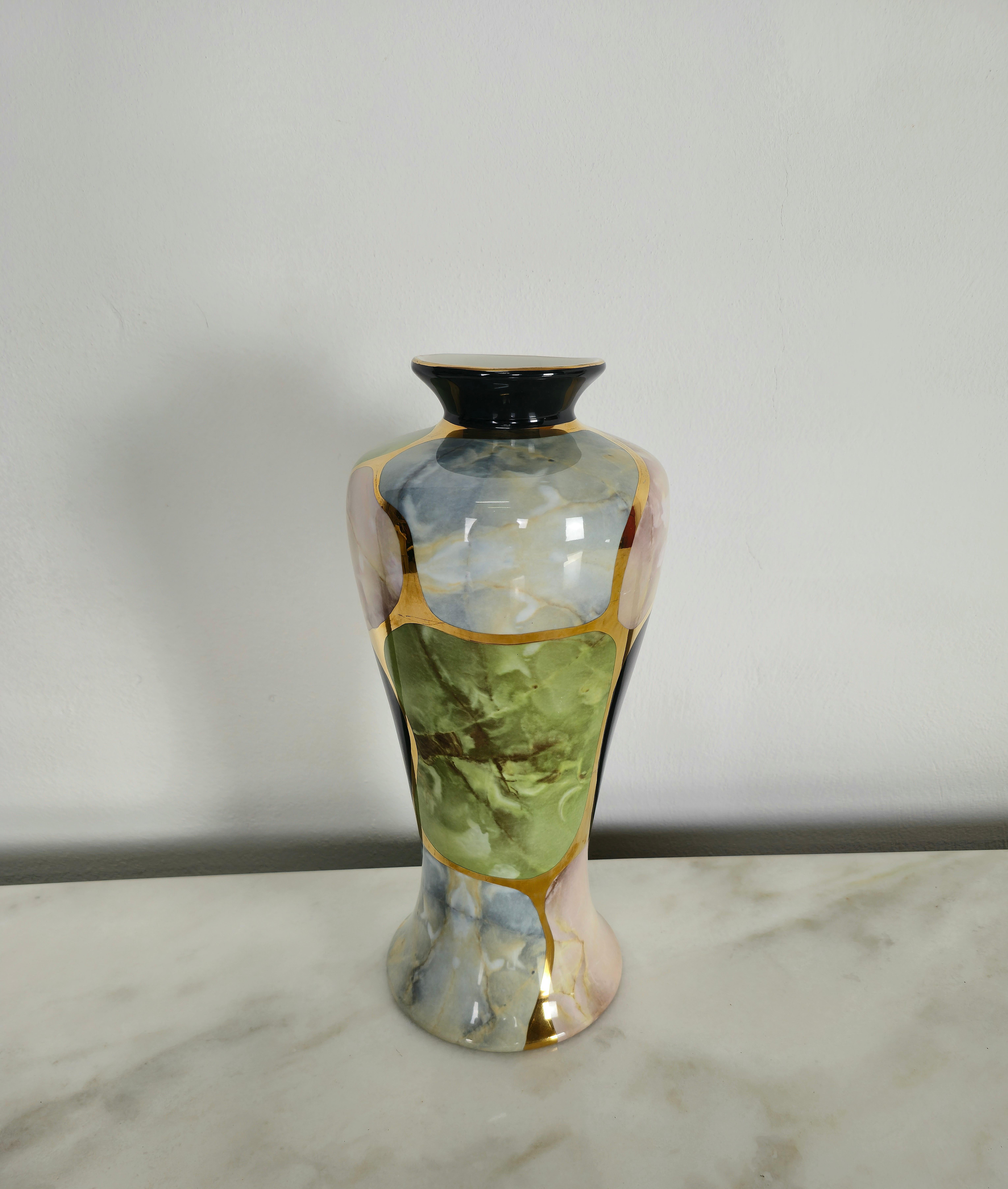 Enameled Vase Porcelain Decorative Object Ceas Mid-Century Modern Italian, Design 1980s
