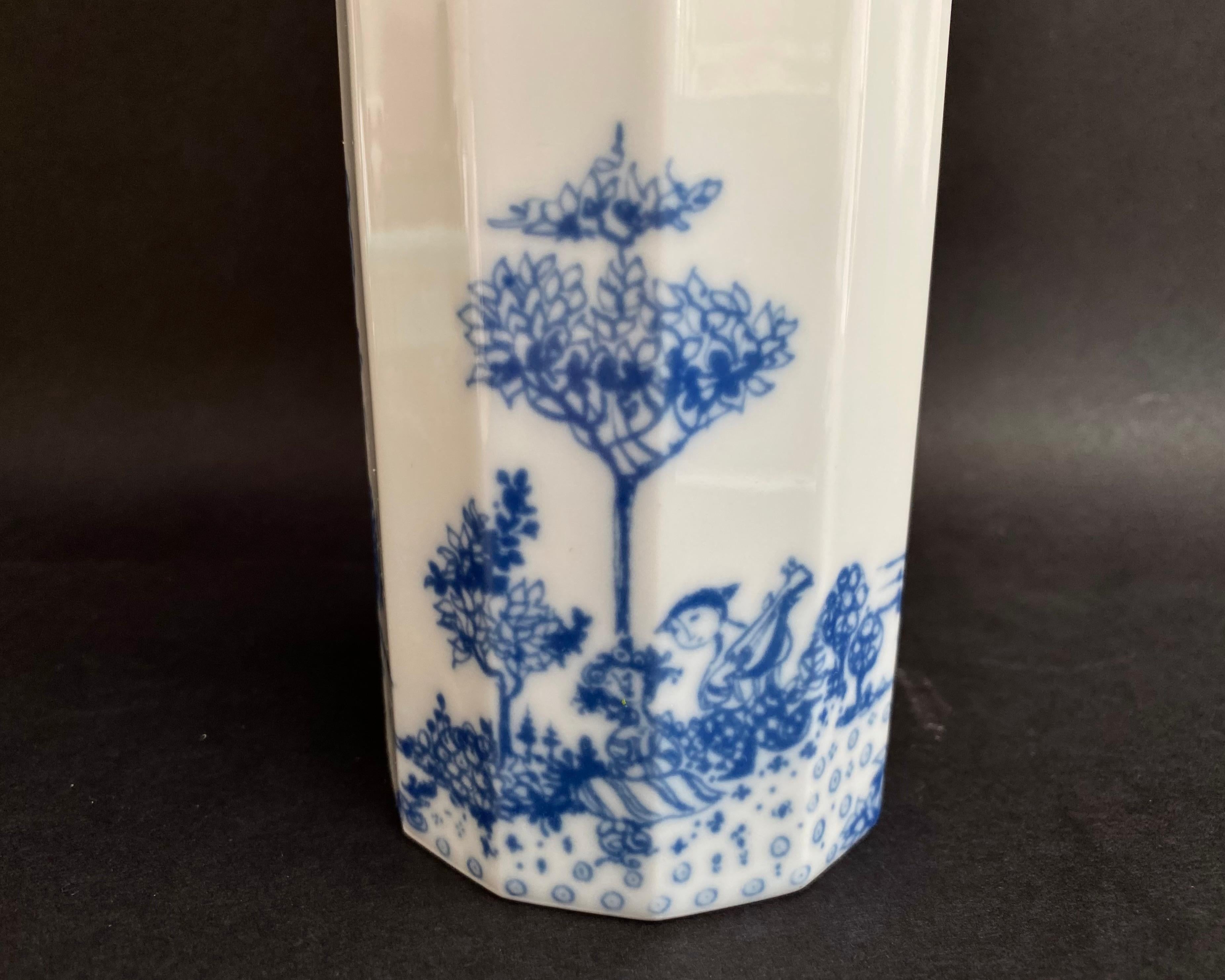 German Vase Porcelain Polygonal, by Rosenthal, Serenade Bjorn Wiinblad, 70s