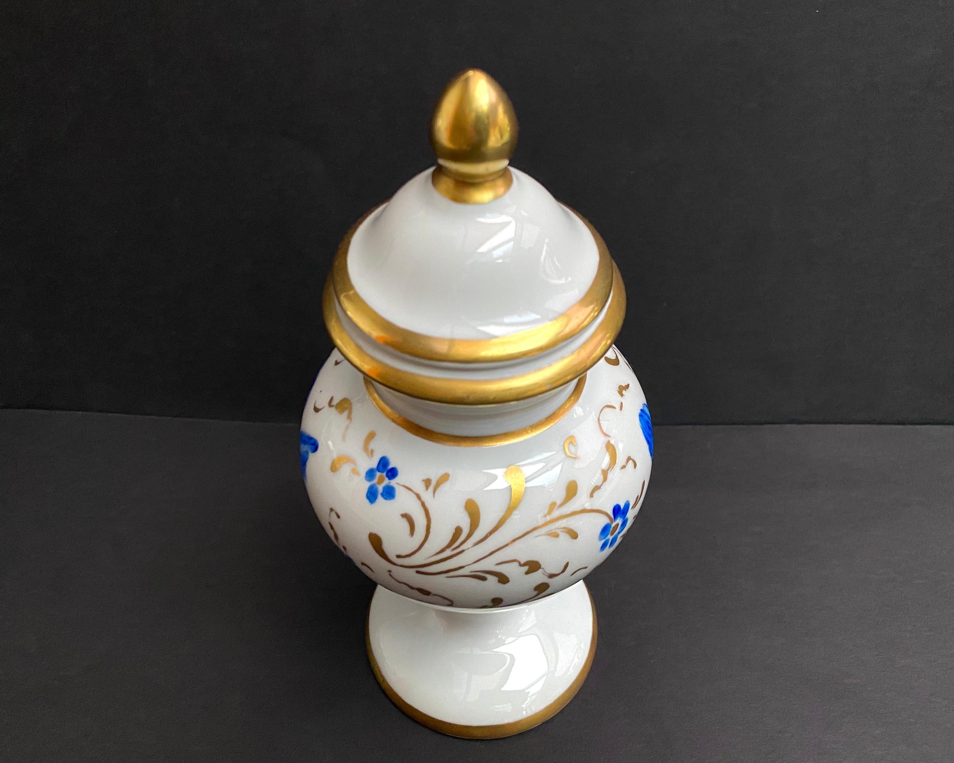 French Vase Porcelain Vintage With Lid Miniature Urn France 1960s For Sale