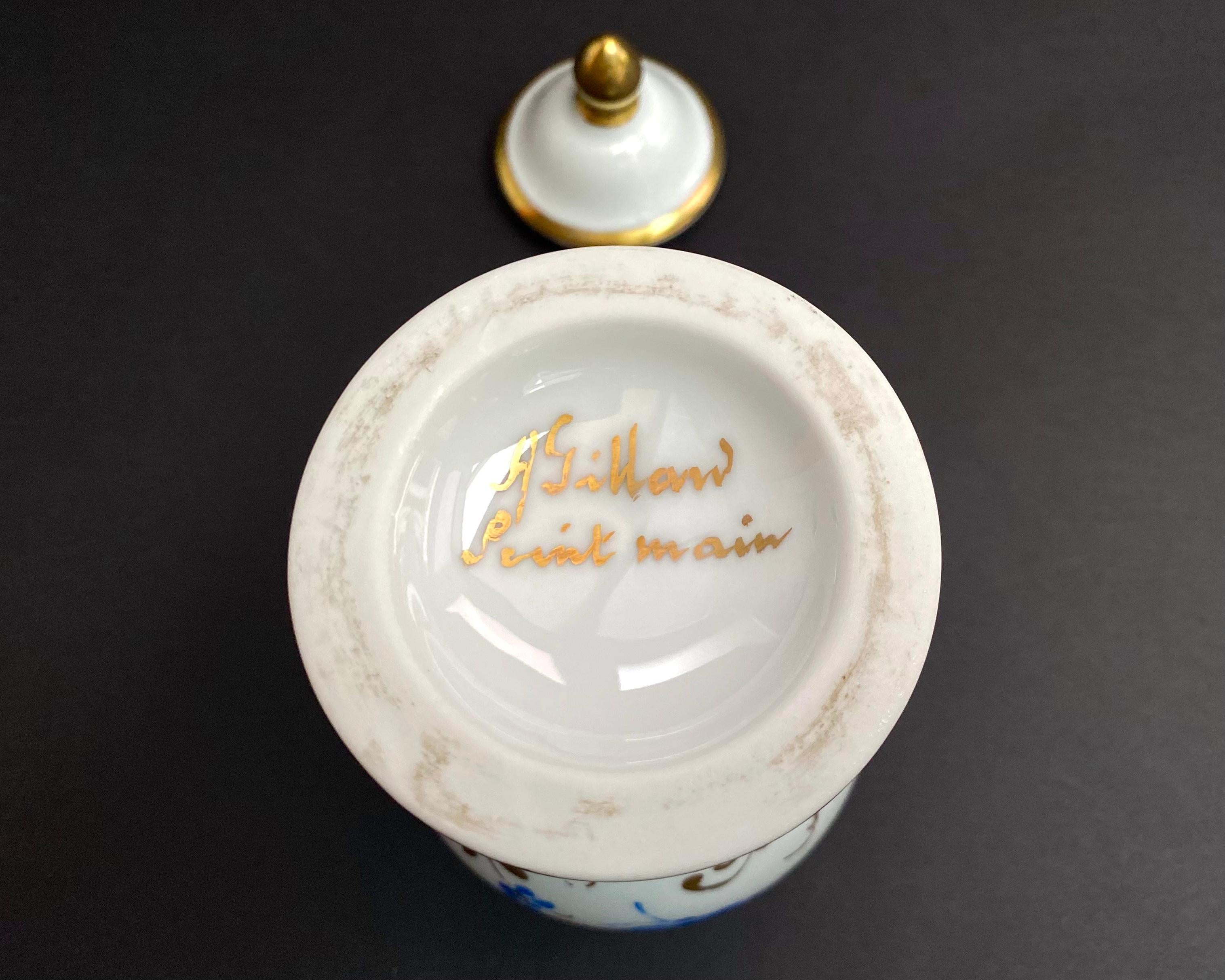Gold Plate Vase Porcelain Vintage With Lid Miniature Urn France 1960s For Sale