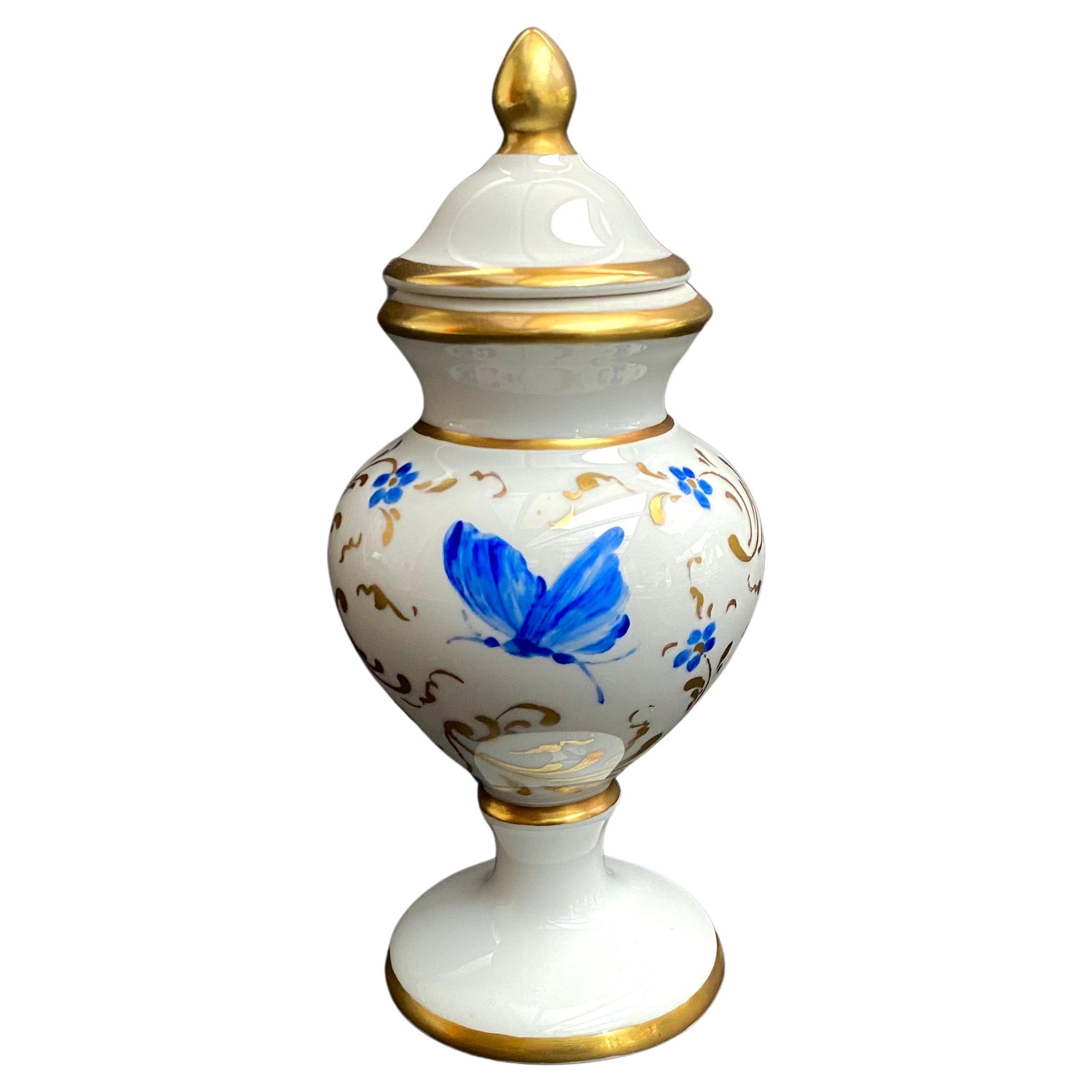 Vase Porcelain Vintage With Lid Miniature Urn France 1960s For Sale