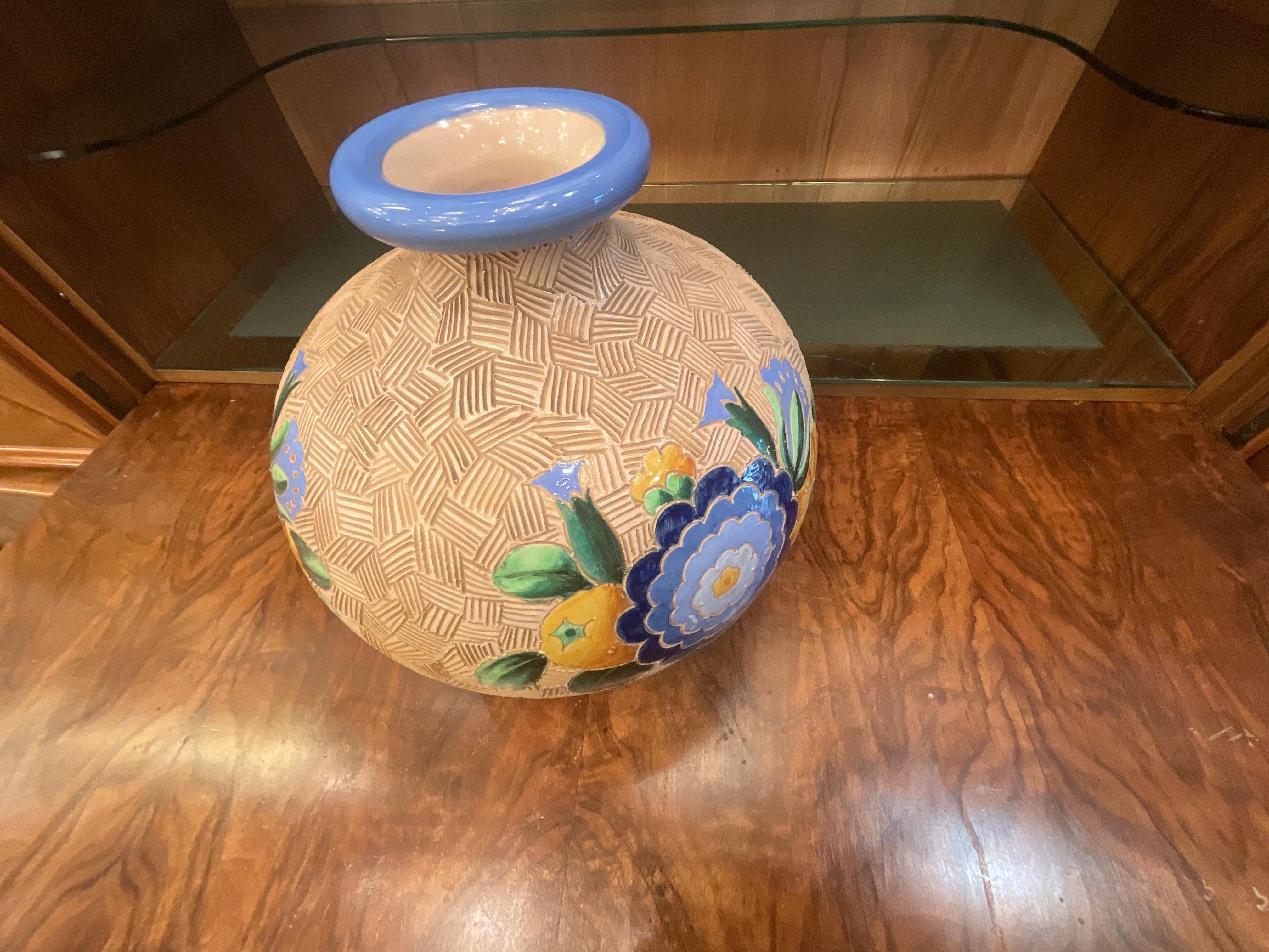 Vase 'Topf' 1930, mehrfarbige runde Form, Majolika, Giò Ponti im Angebot 3