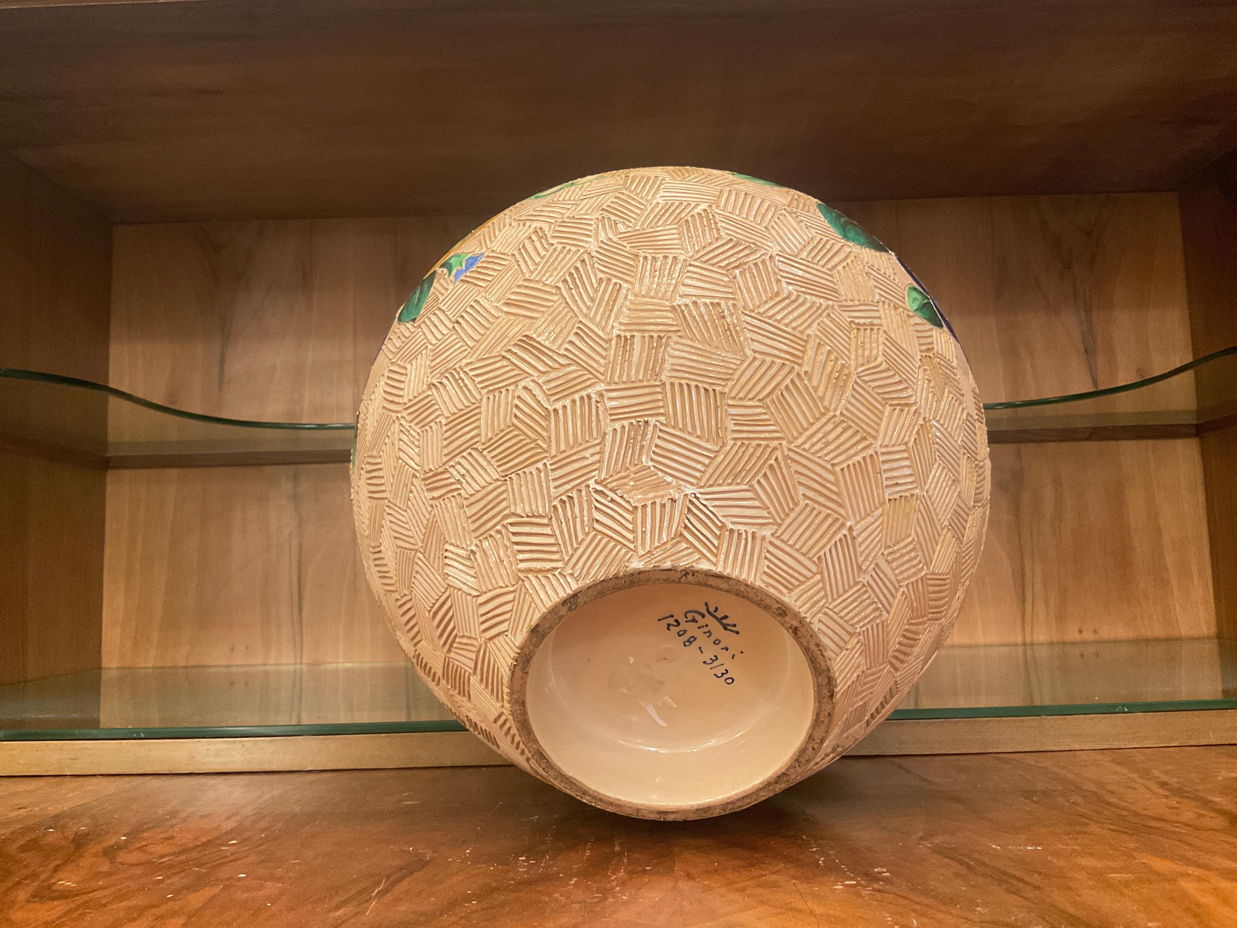 Vase 'Topf' 1930, mehrfarbige runde Form, Majolika, Giò Ponti im Zustand „Gut“ im Angebot in Milano, IT