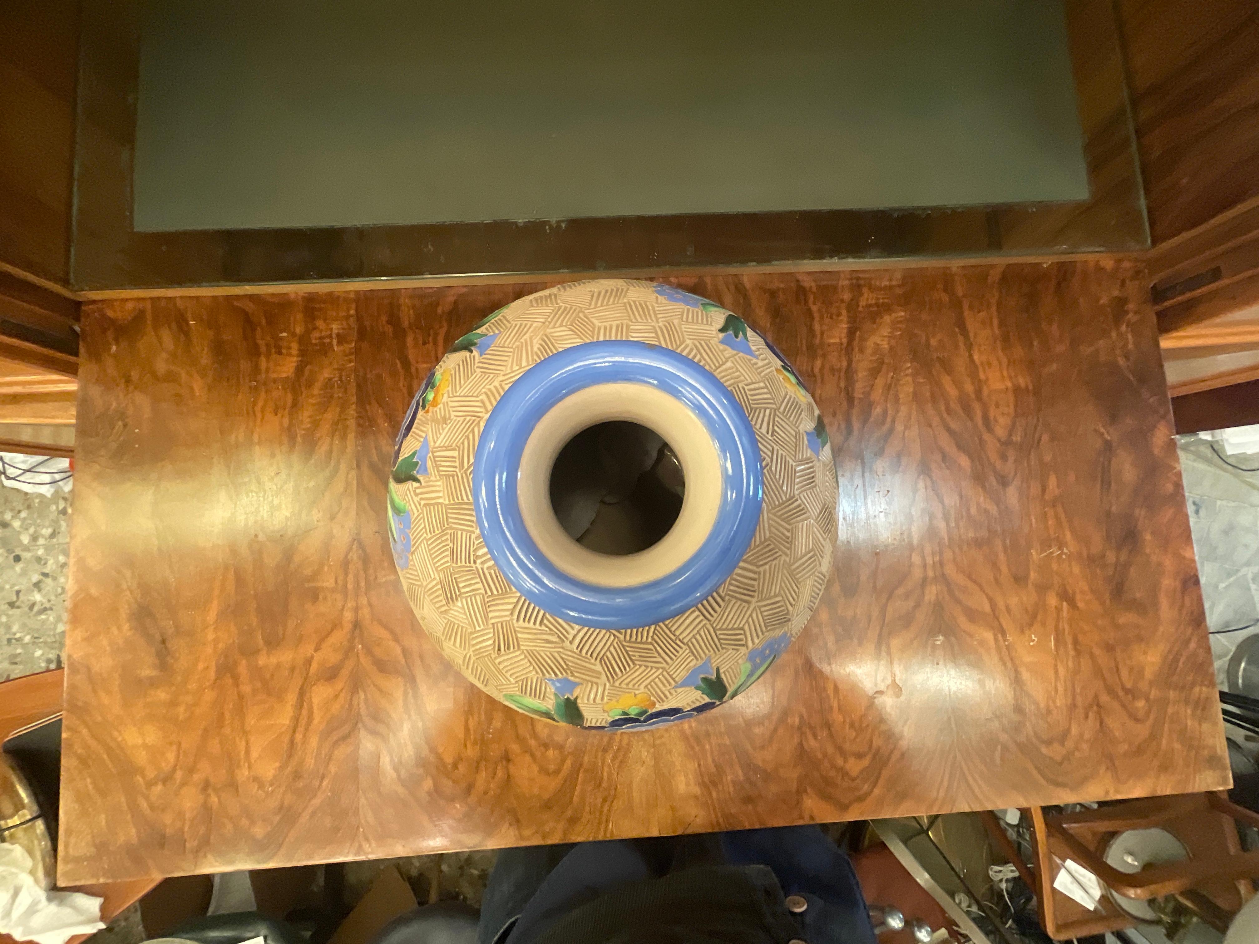 Vase 'Topf' 1930, mehrfarbige runde Form, Majolika, Giò Ponti im Angebot 1