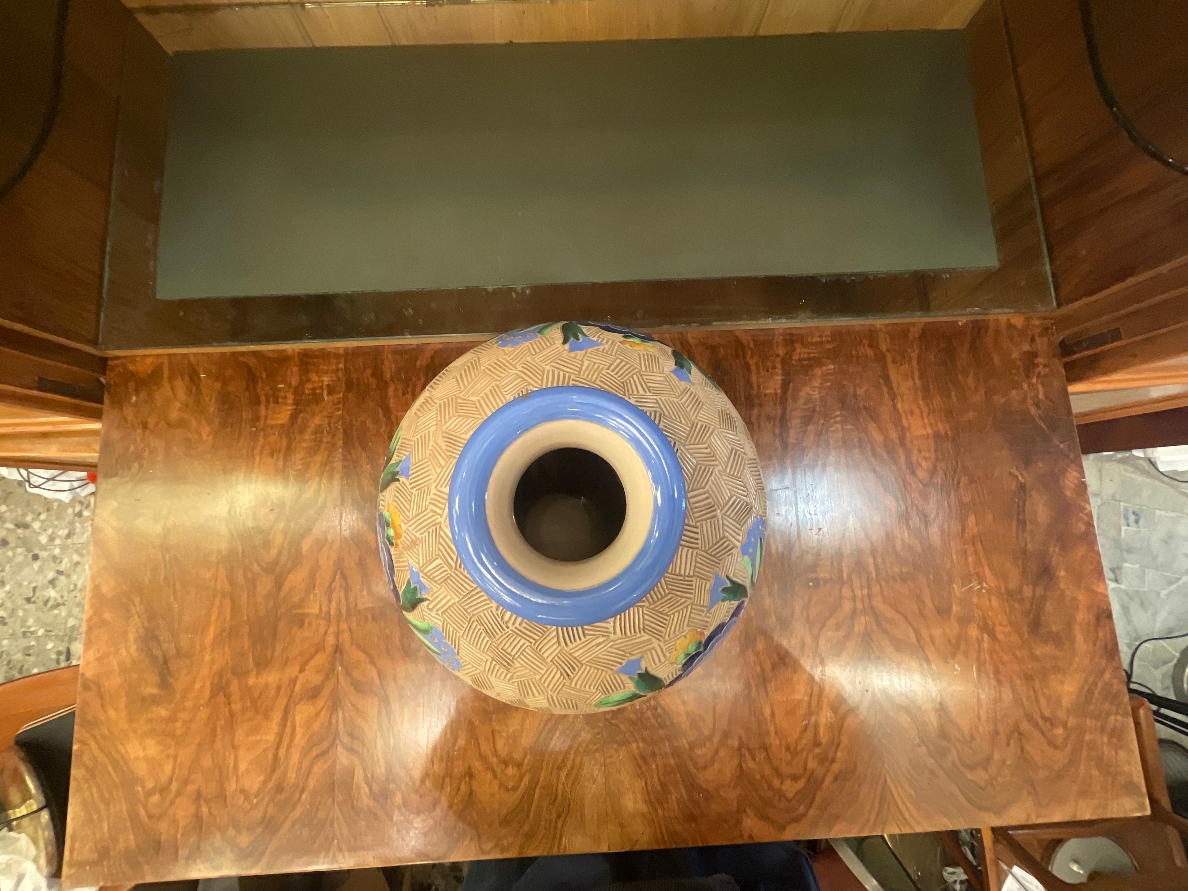 Vase 'Topf' 1930, mehrfarbige runde Form, Majolika, Giò Ponti im Angebot 2