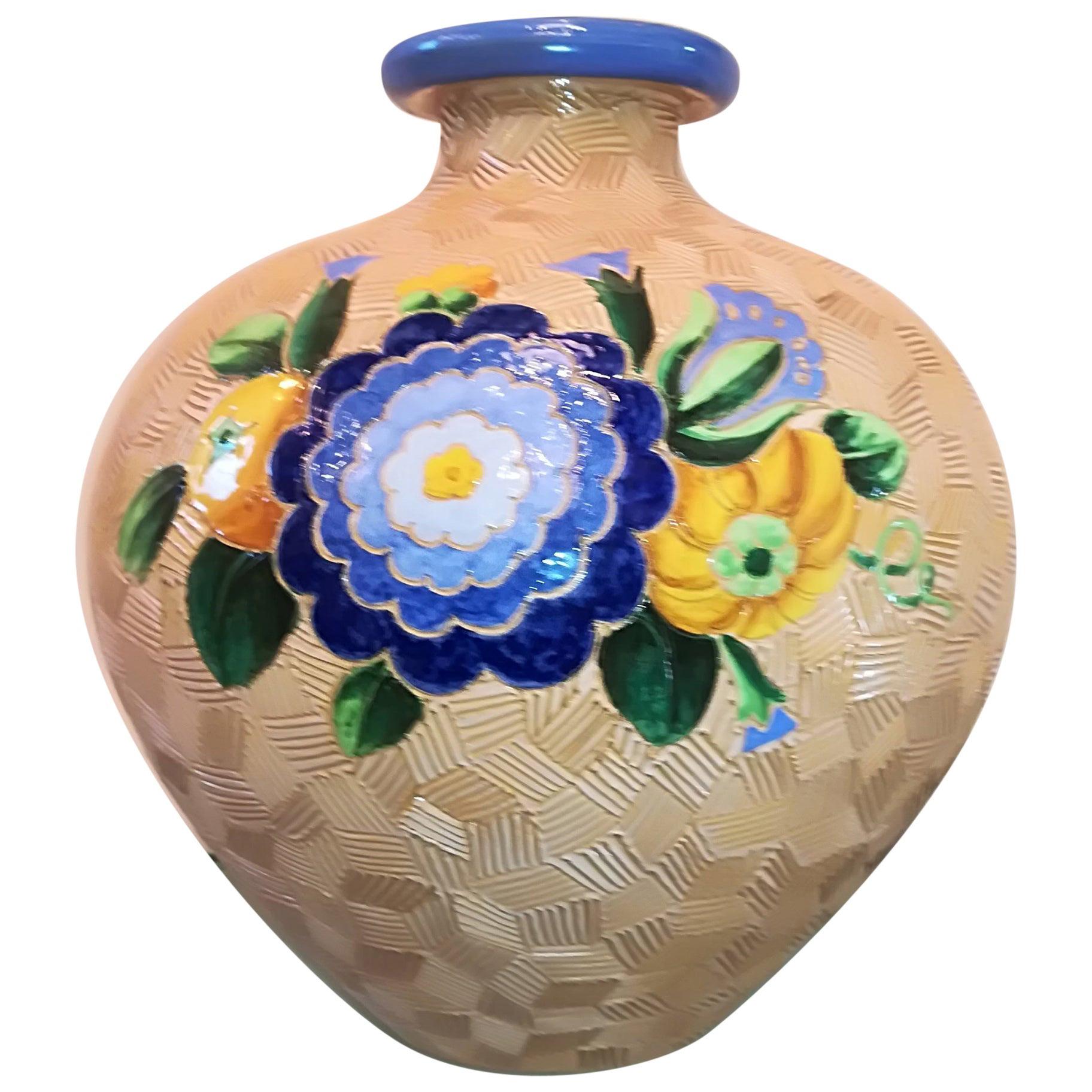 Vase 'Pot' 1930, Multi-Color Round Shape, Majolica, Giò Ponti For Sale