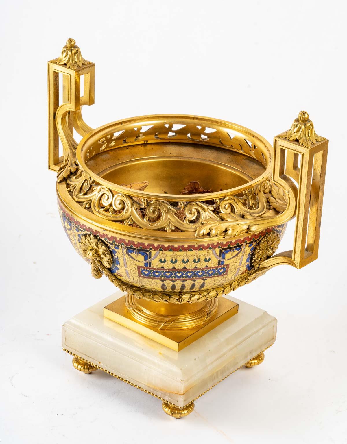 Napoleon III Vase Pot-Pourri Couvert à Décor Pompéien
