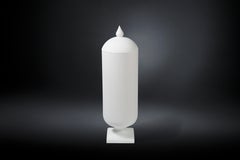 Vase Potiche Coco mit Deckel, mattweiße Keramik, Italien