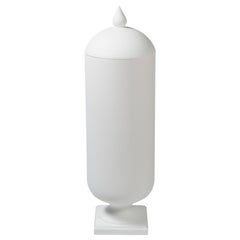 Vase Potiche Coco with Lid, Matt White Ceramic, Italy
