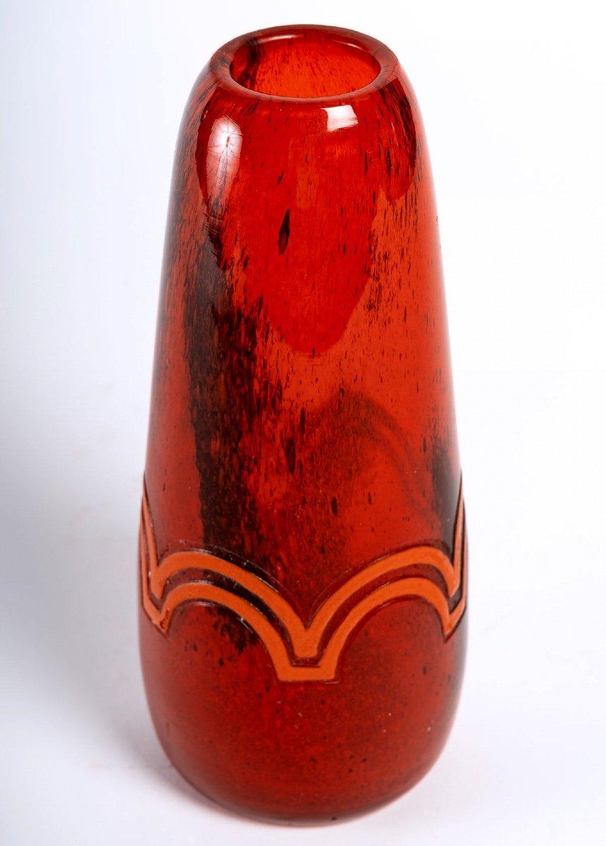 Vase en verre poudré - Motifs gravés à l'acide - Signé Legras - Période : Art nouveau Excellent état - En vente à CRÉTEIL, FR