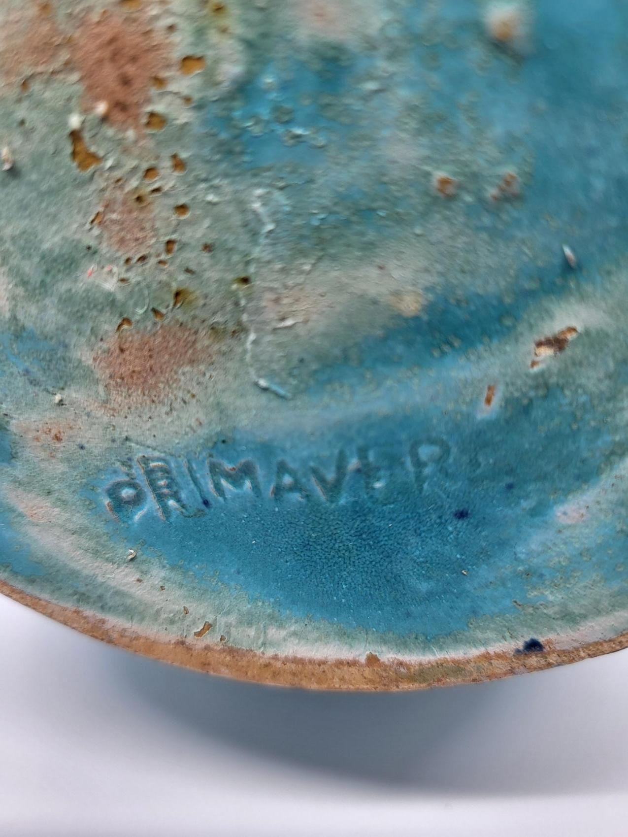 Vase Primavera Colette Guéden en céramique bleu Francais Art Déco 20th Century For Sale 6