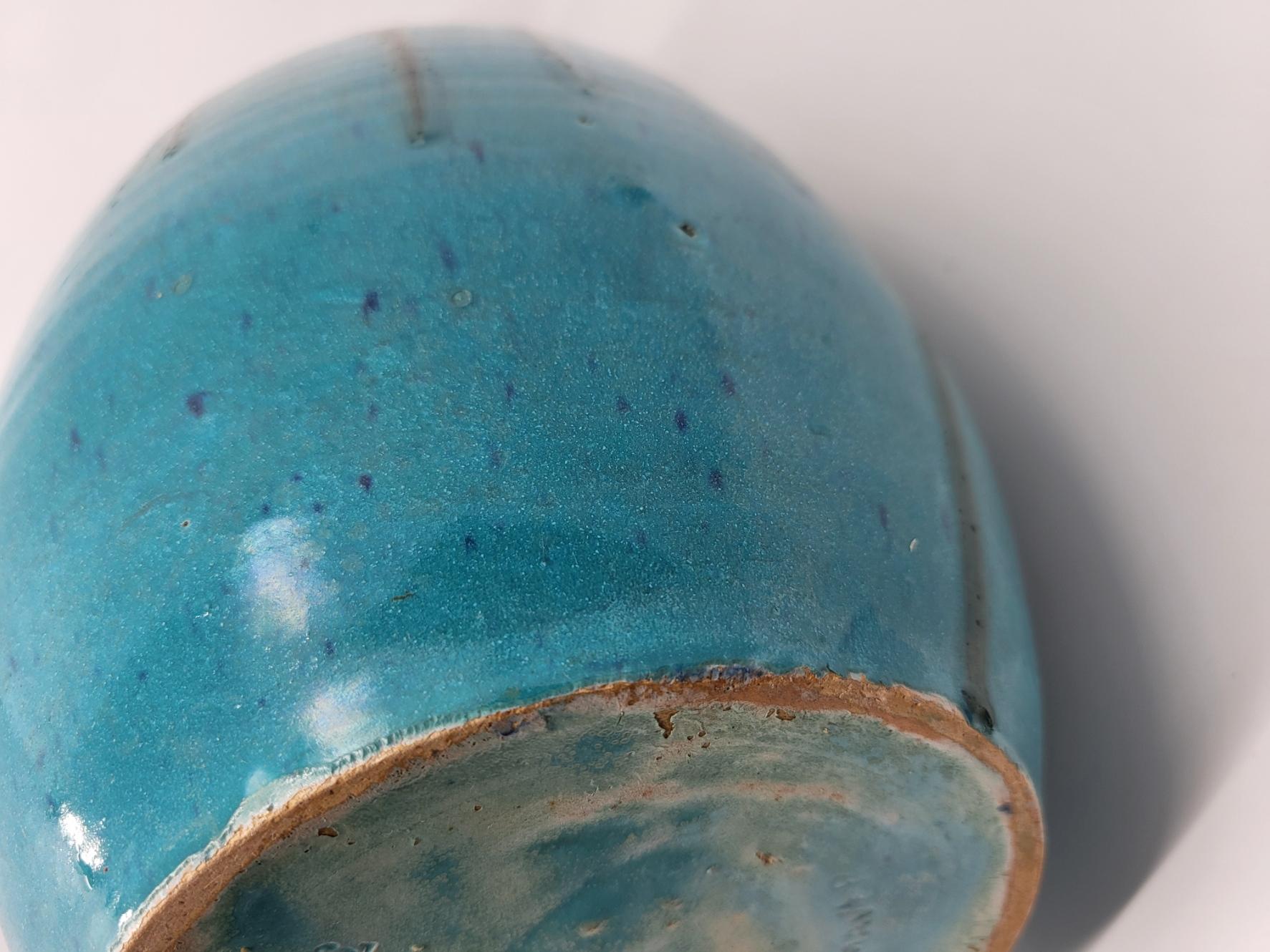 Vase Primavera Colette Guéden en céramique bleu Francais Art Déco 20th Century For Sale 8