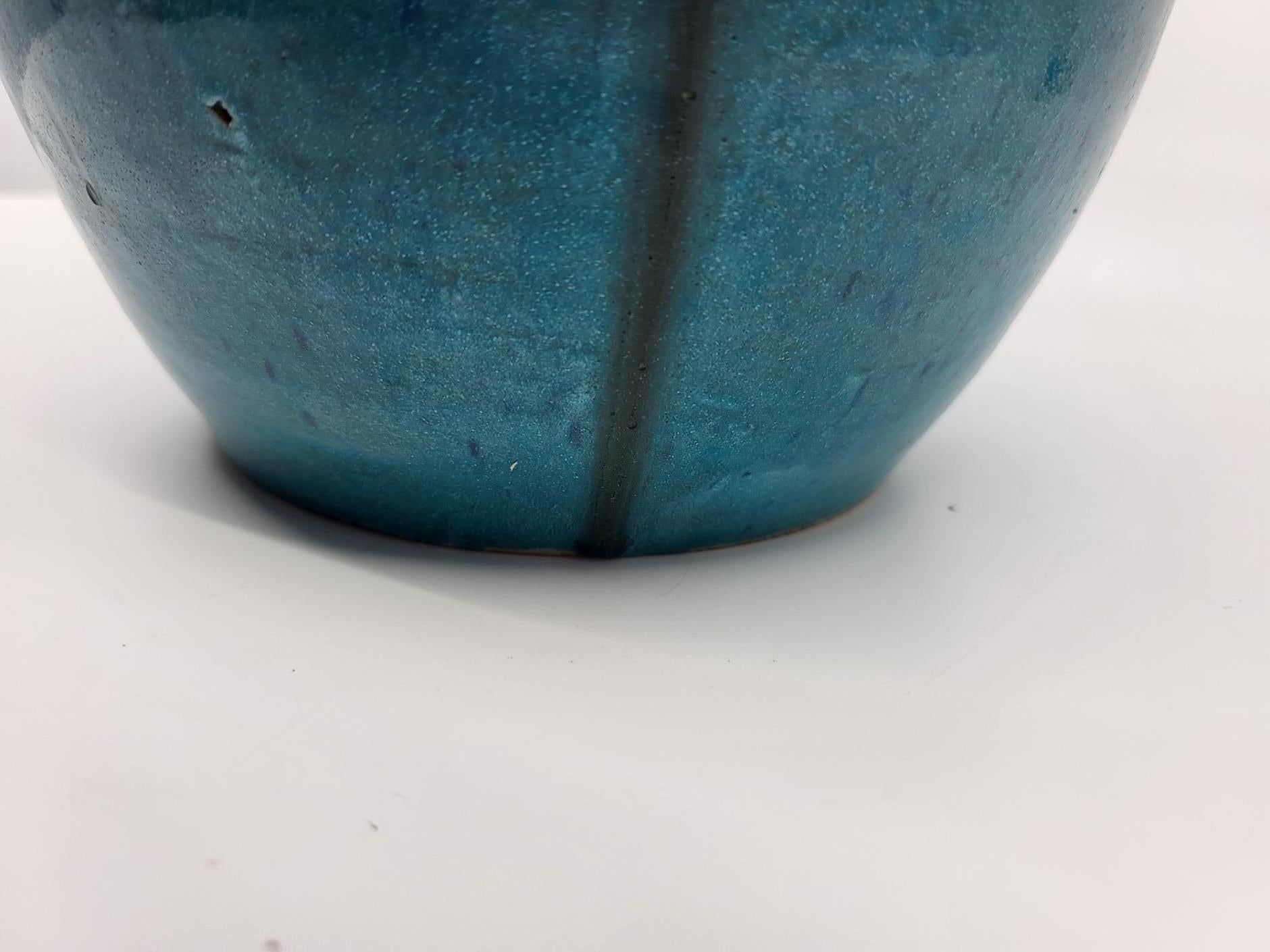 Vase Primavera Colette Guéden en céramique bleu Francais Art Déco 20th Century For Sale 11