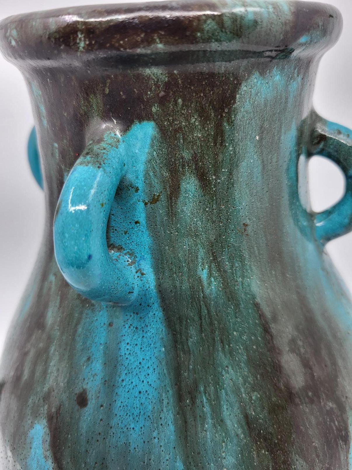 Vase Primavera Colette Guéden en céramique bleu Francais Art Déco 20th Century In Good Condition For Sale In London, England