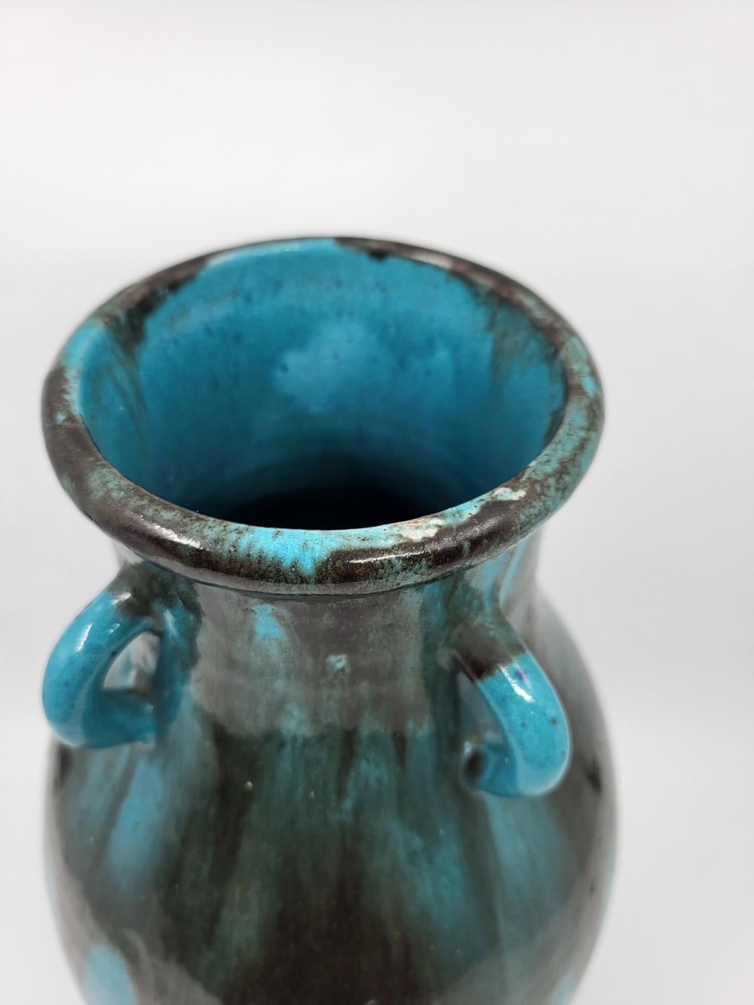 Ceramic Vase Primavera Colette Guéden en céramique bleu Francais Art Déco 20th Century For Sale