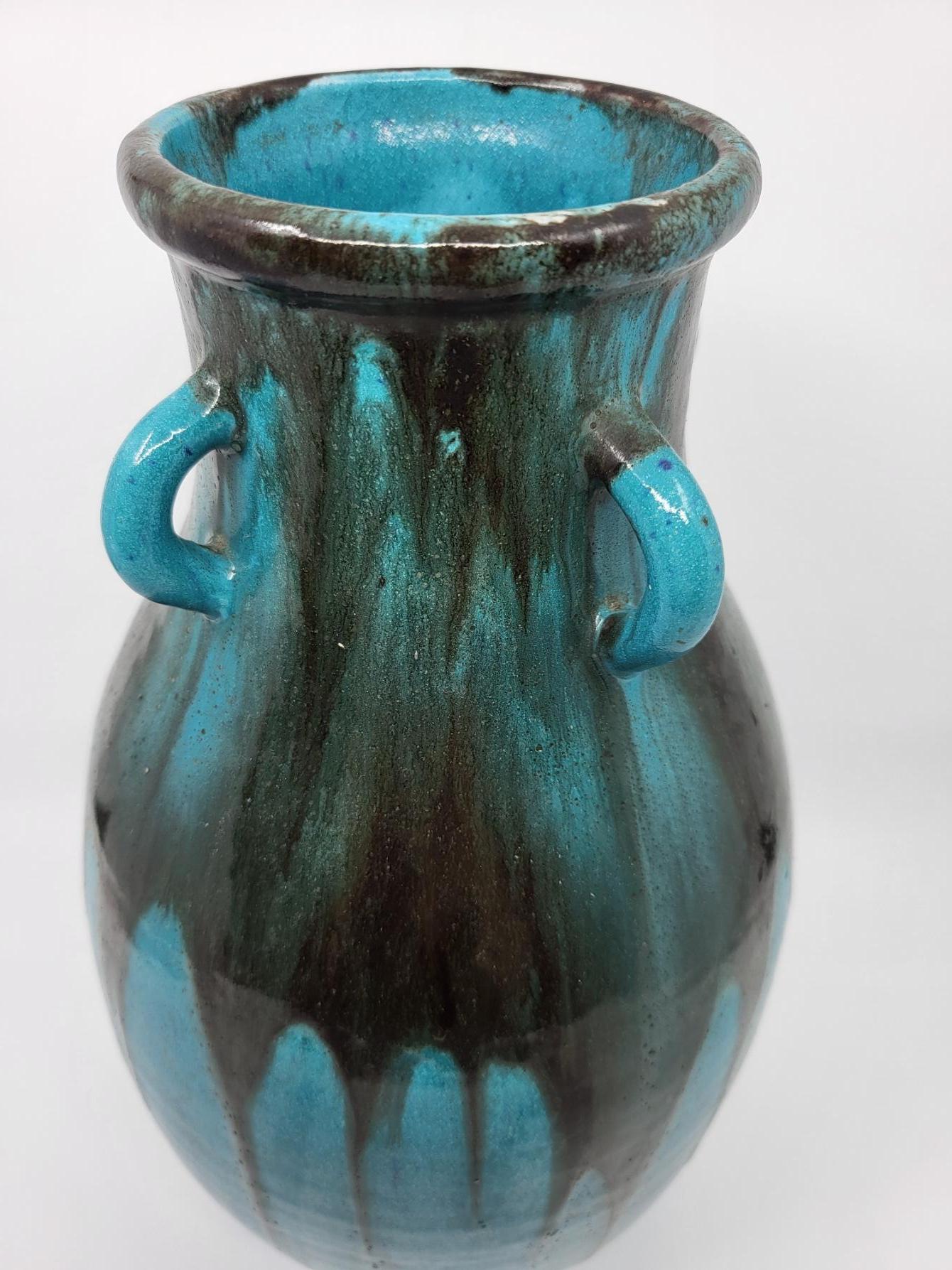 Vase Primavera Colette Guéden en céramique bleu Francais Art Déco 20th Century For Sale 1