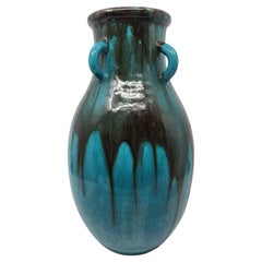 Vase Primavera Colette Guéden en céramique bleu Francais Art Déco 20th Century