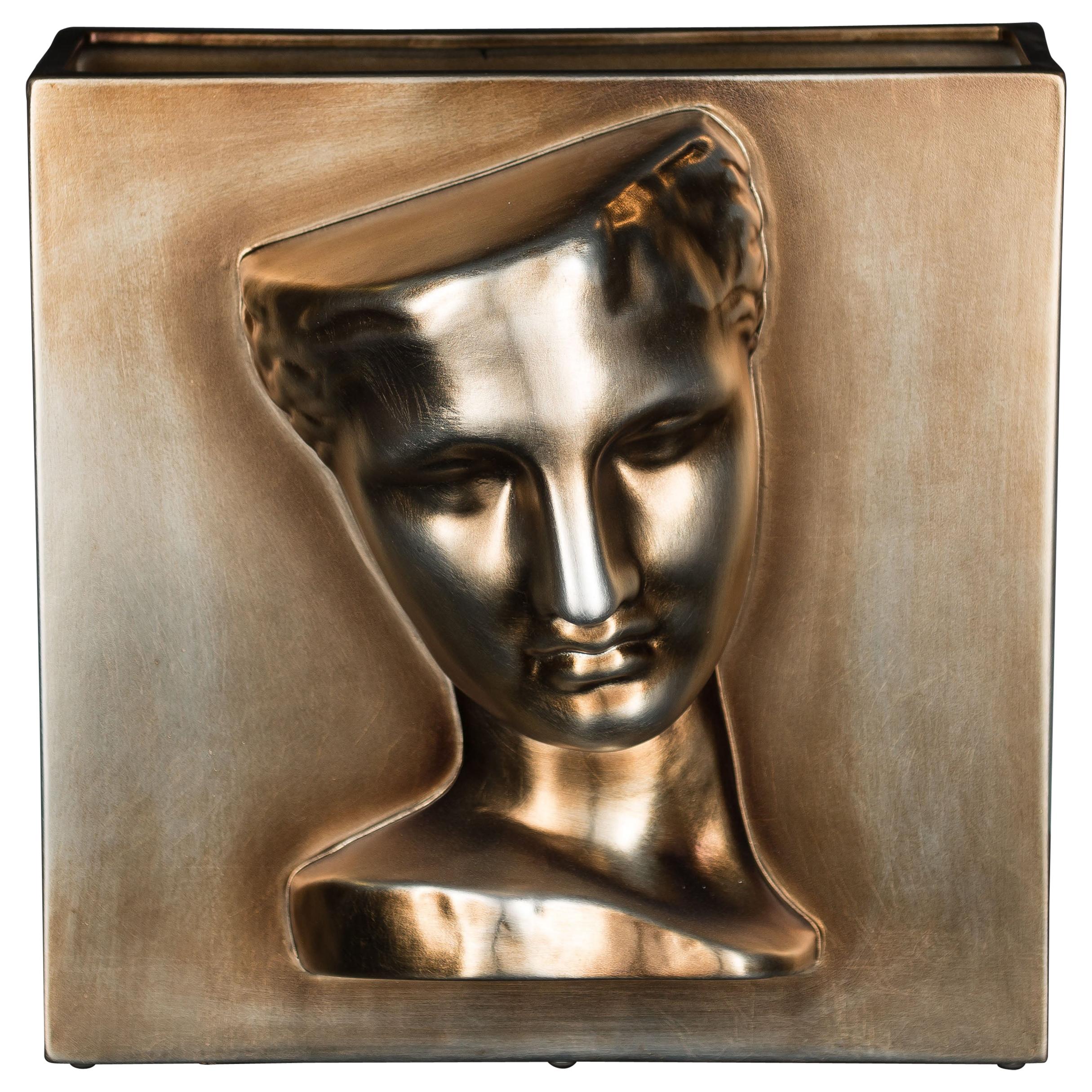 Vase Psiche Di Capua, Brass Metal Finish, in Ceramic, Italy For Sale