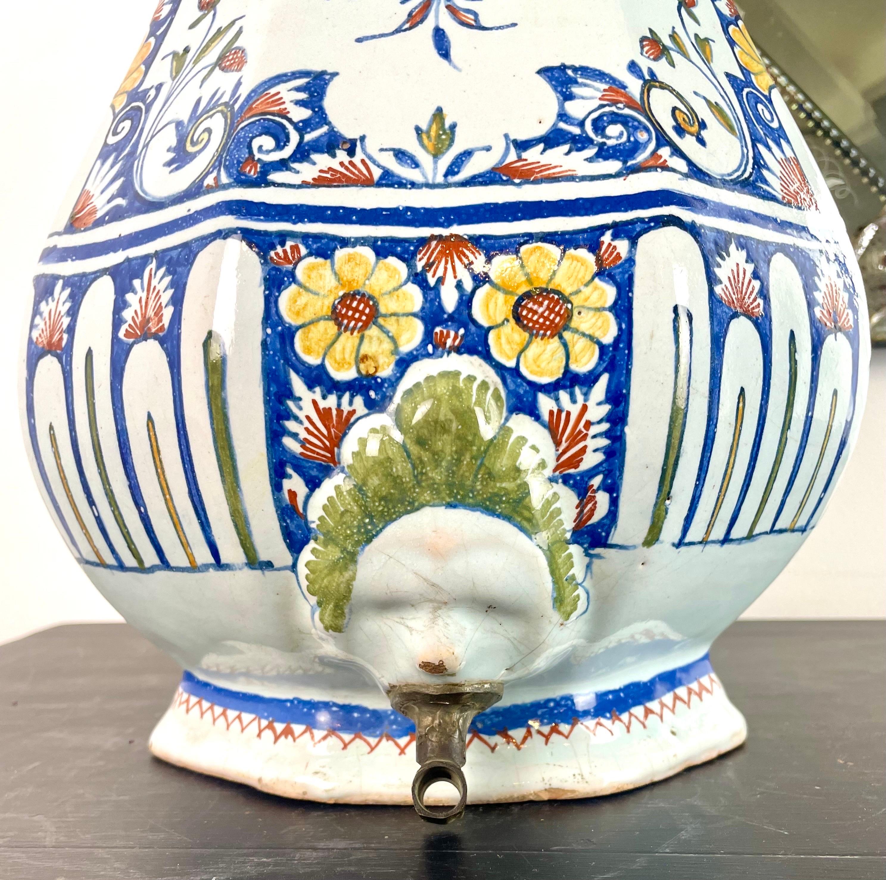 Vase - Rouen earthenware fountain, flower pot - blue white - 18th century France For Sale 4