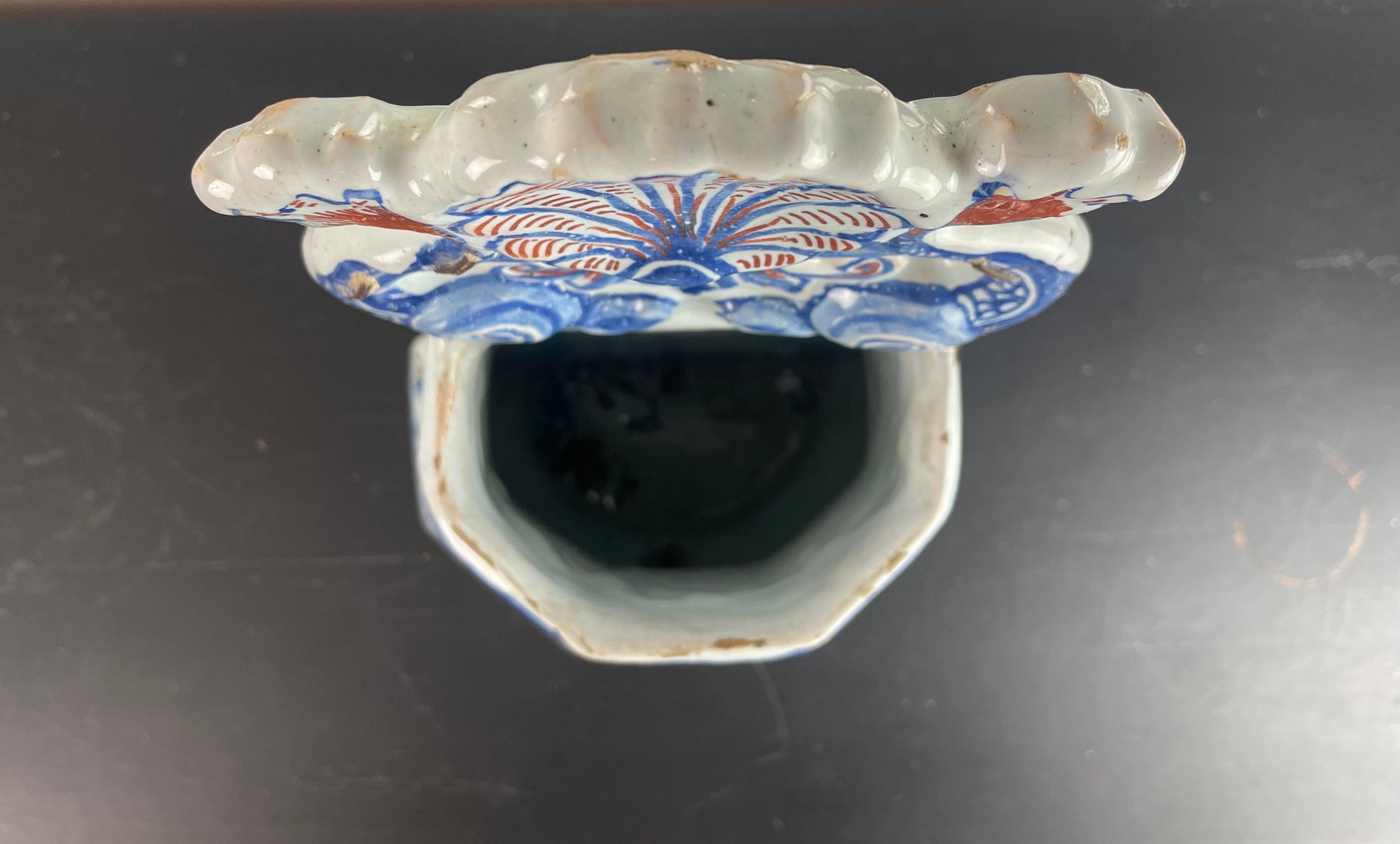 Vase - Rouen earthenware fountain, flower pot - blue white - 18th century France For Sale 5