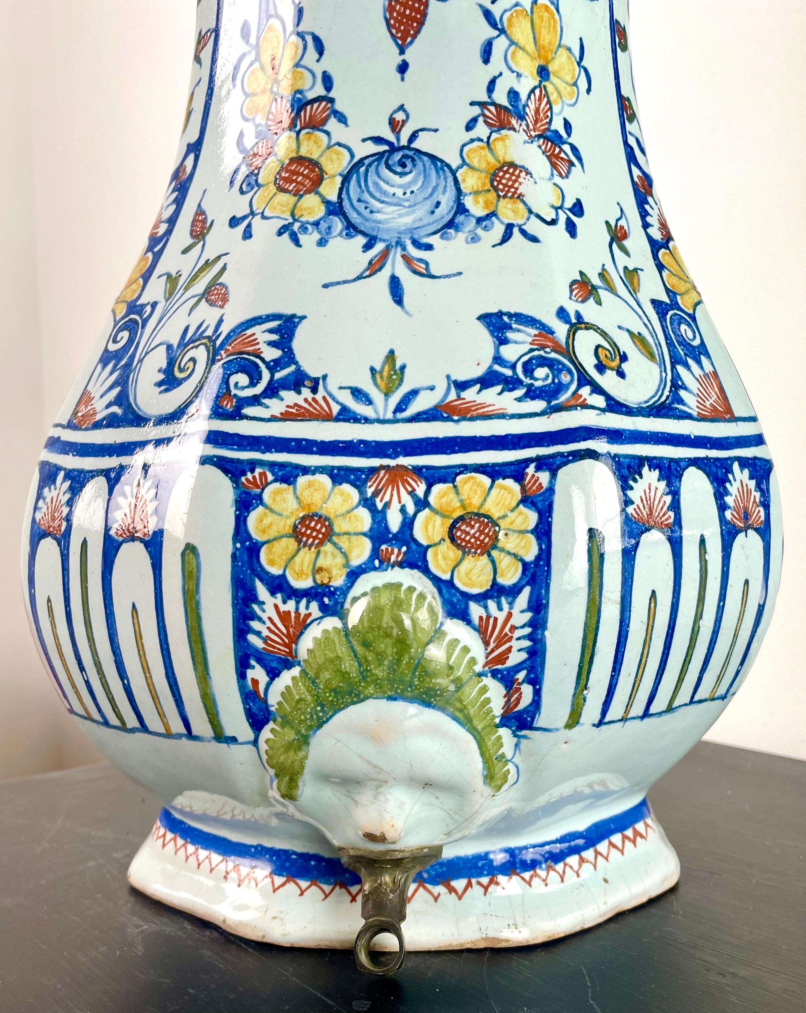 18th Century and Earlier Vase - Rouen earthenware fountain, flower pot - blue white - 18th century France For Sale