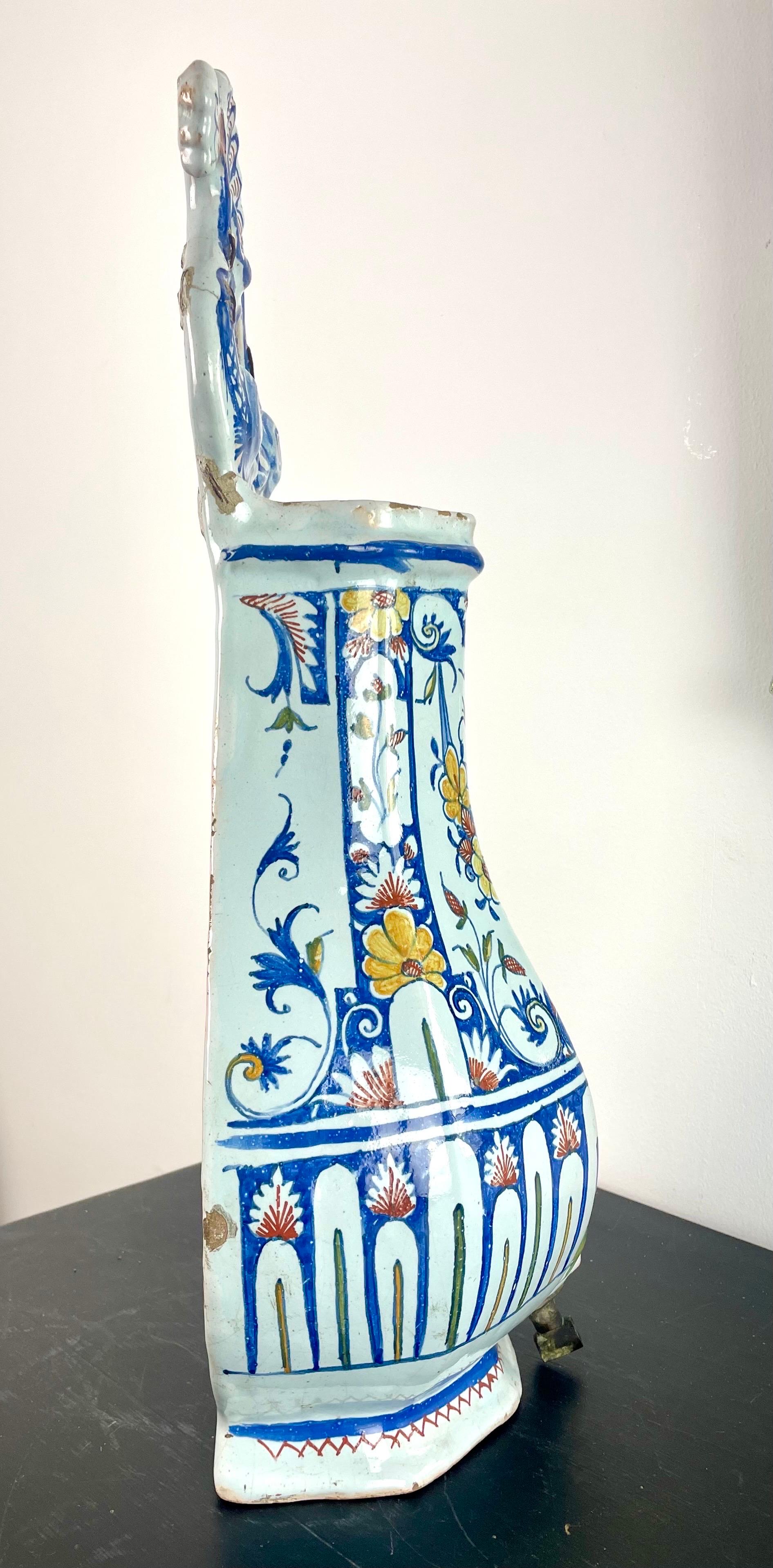 Faience Vase - Rouen earthenware fountain, flower pot - blue white - 18th century France For Sale