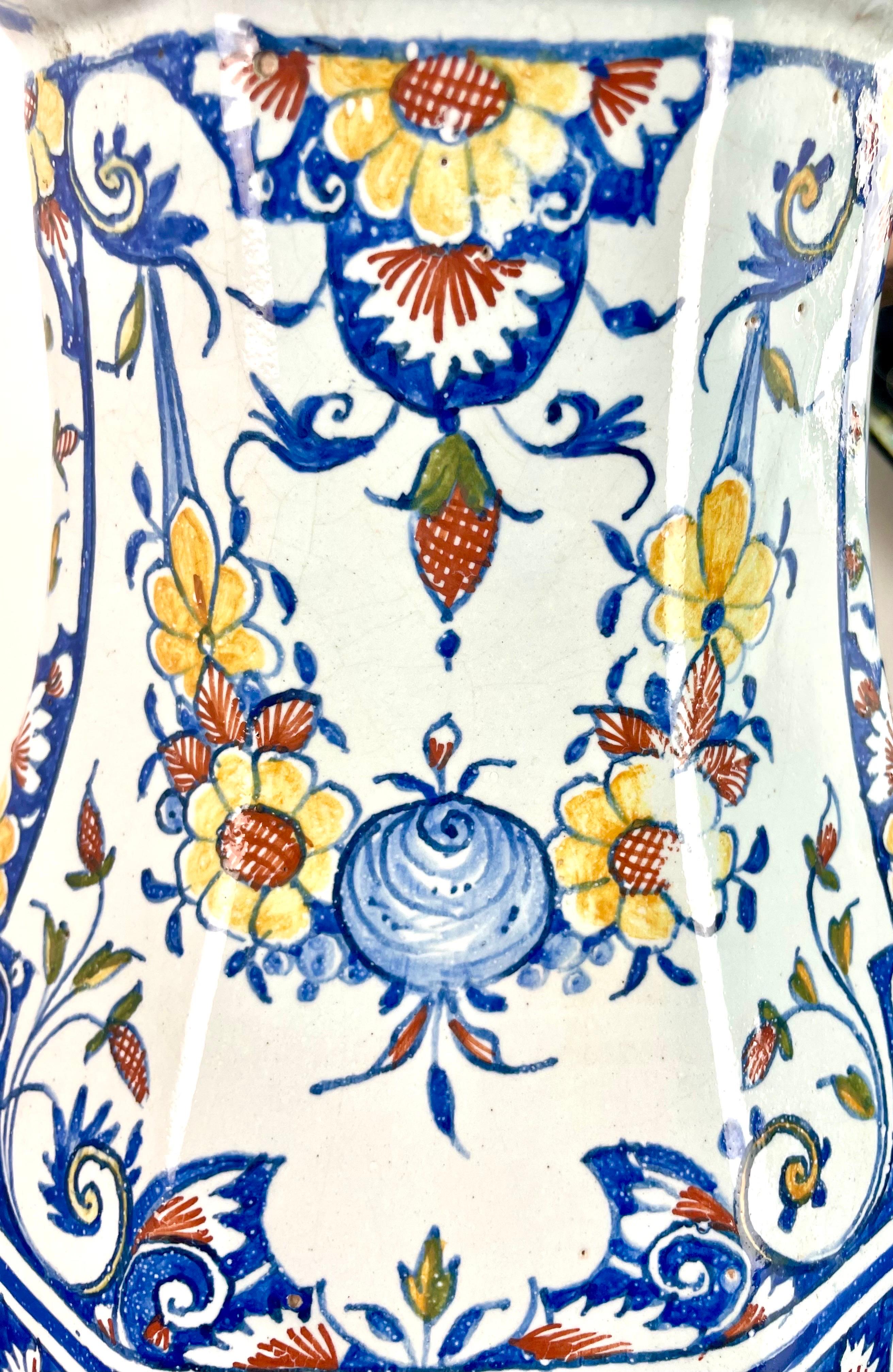 Vase - Rouen earthenware fountain, flower pot - blue white - 18th century France For Sale 3