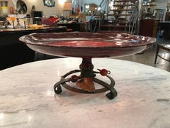 Vase Schneider ( Coupe à pied noir ), France, With iron foot and applications