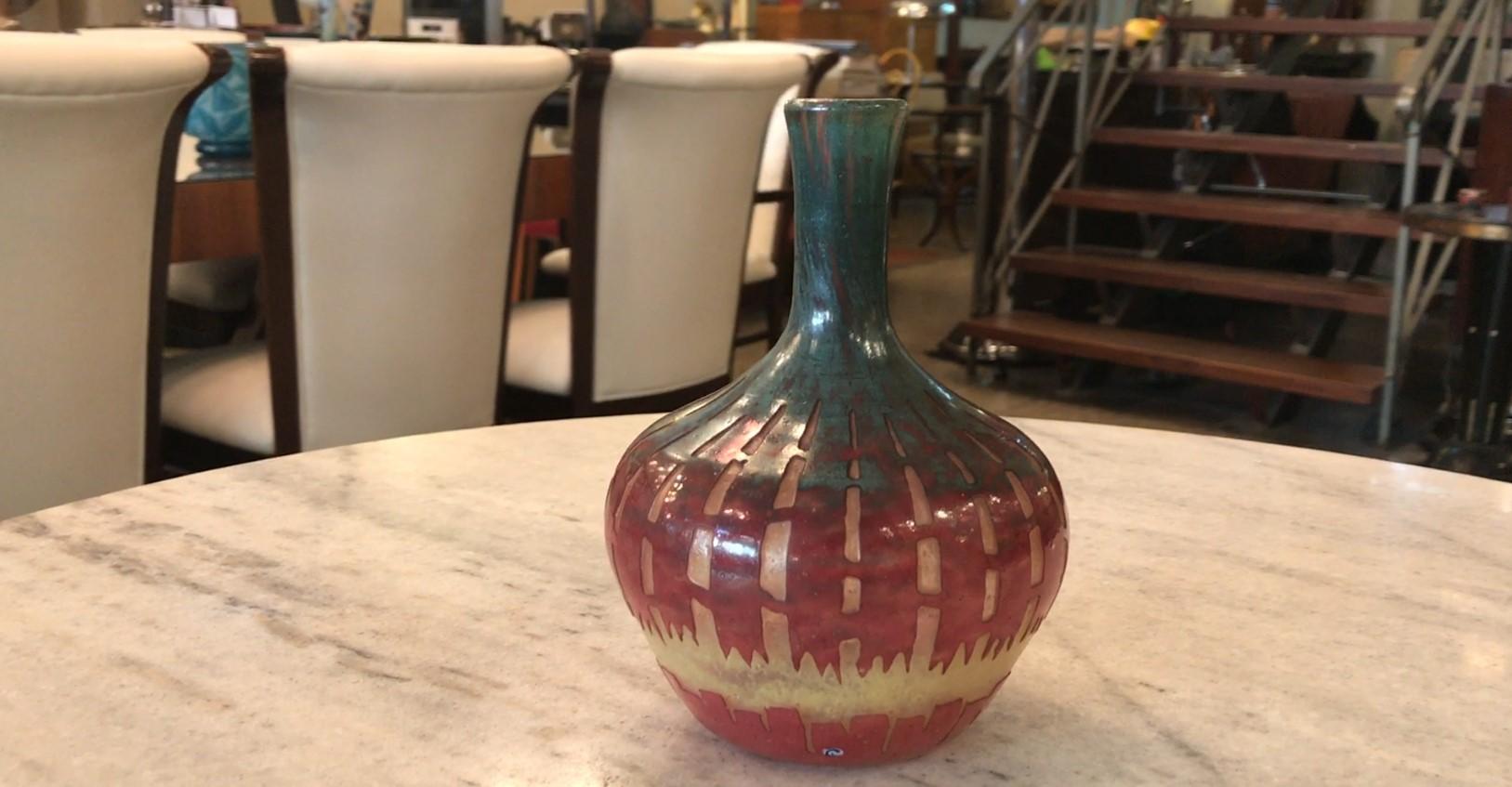  Vase Schneider With the symbol of candy or French flag, (Chickoree), 1920 For Sale 12