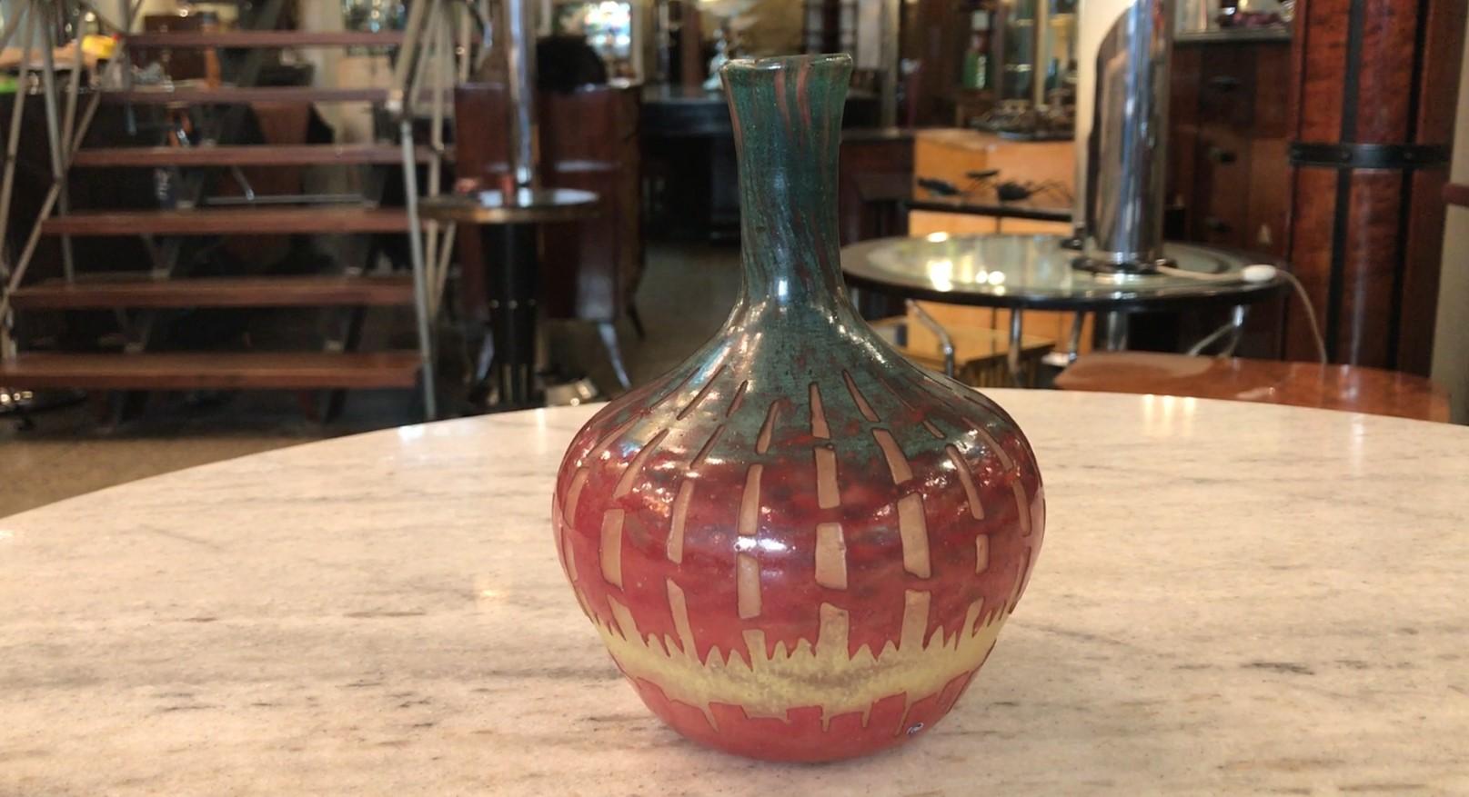  Vase Schneider With the symbol of candy or French flag, (Chickoree), 1920 For Sale 13