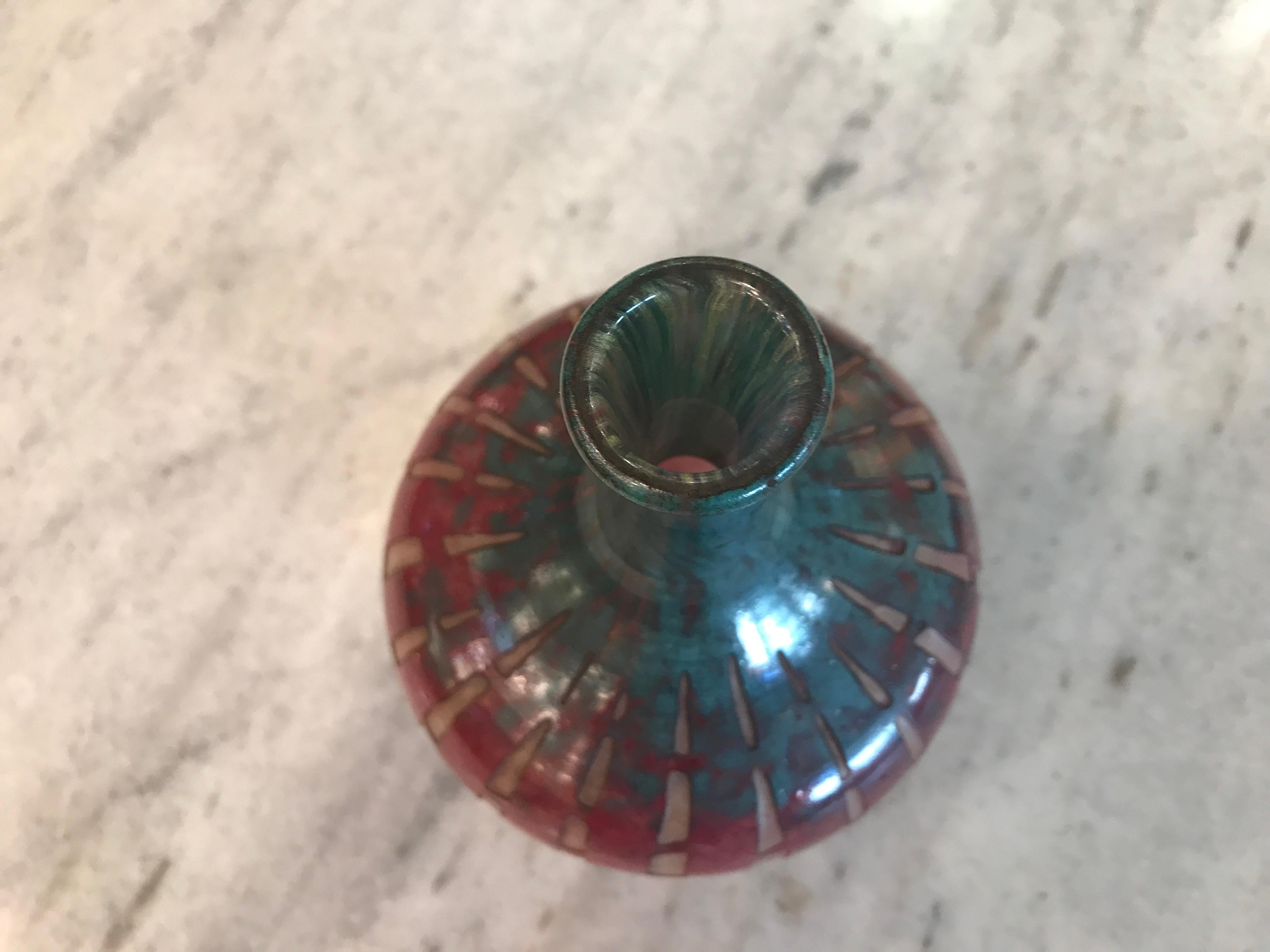 Art Glass  Vase Schneider With the symbol of candy or French flag, (Chickoree), 1920 For Sale
