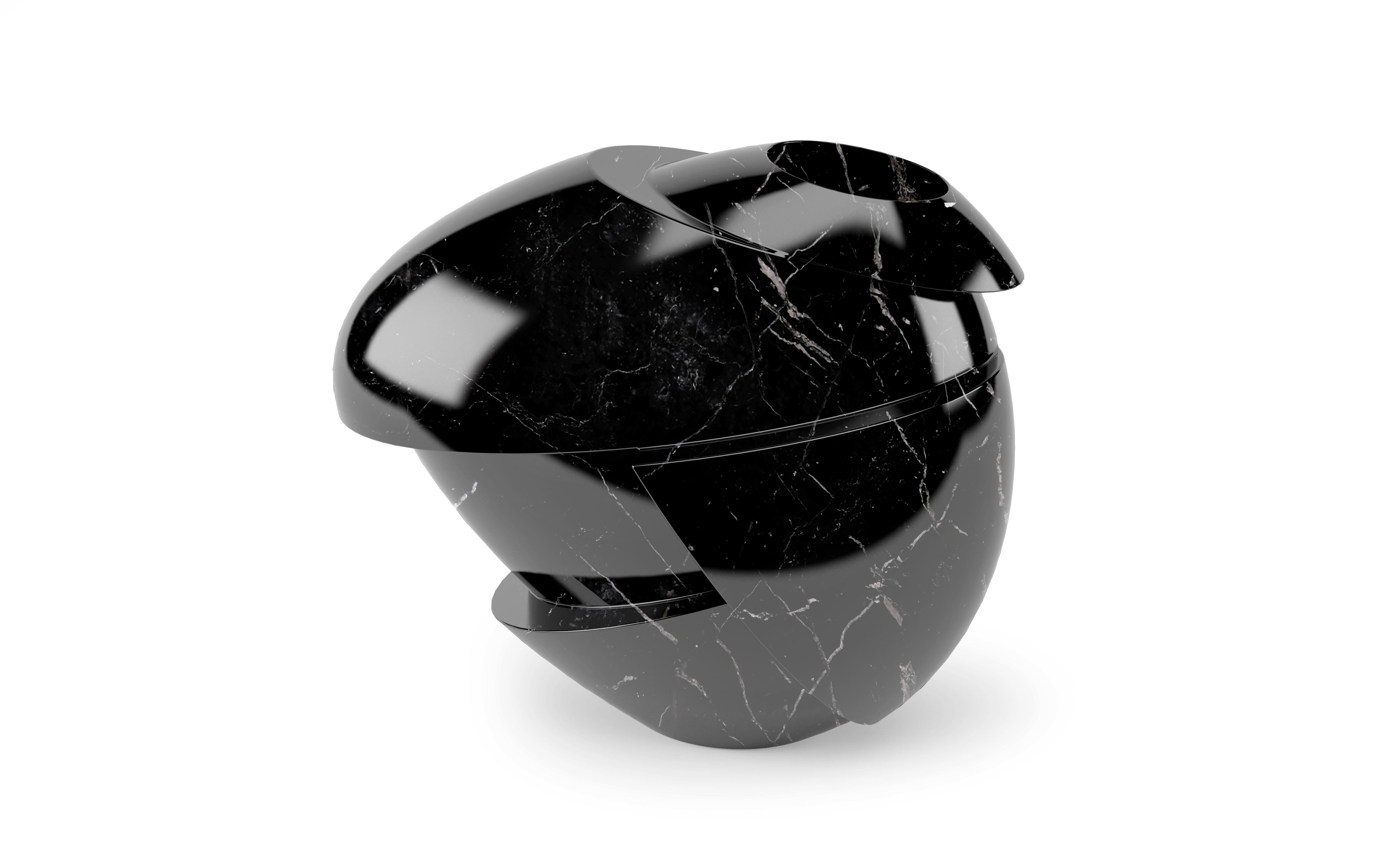 Vase/Gefäß-Skulptur aus schwarzem Marquina-Marmor, handgefertigtes italienisches Sammlerdesign (Moderne) im Angebot
